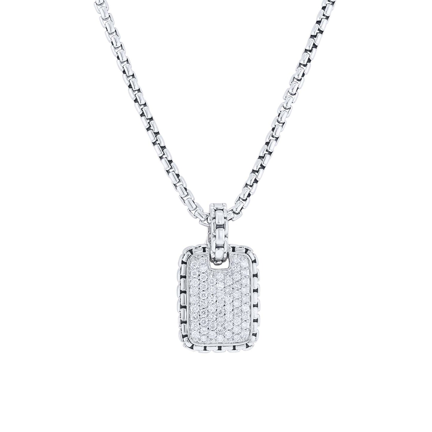 Silver Pershing Diamond Dog Tag Necklace