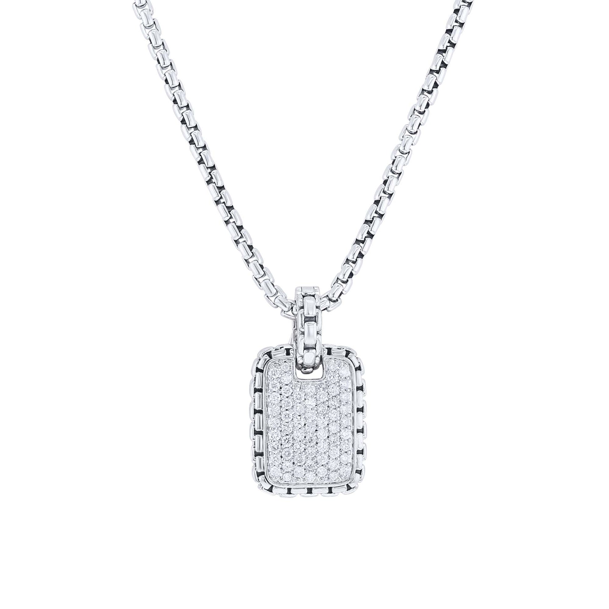 Silver Pershing Diamond Dog Tag Necklace