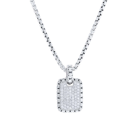 Silver Pershing Diamond Dog Tag Necklace