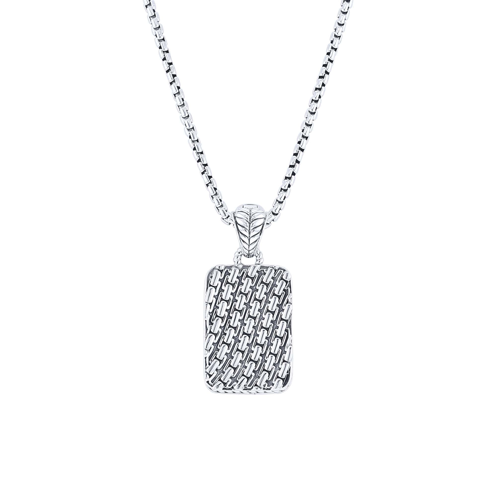 ネックレス CLASSIC LOGO NECKLACE - PENDANT TOP 5cm Silver Zen Necklace – Steven Singer Jewelers