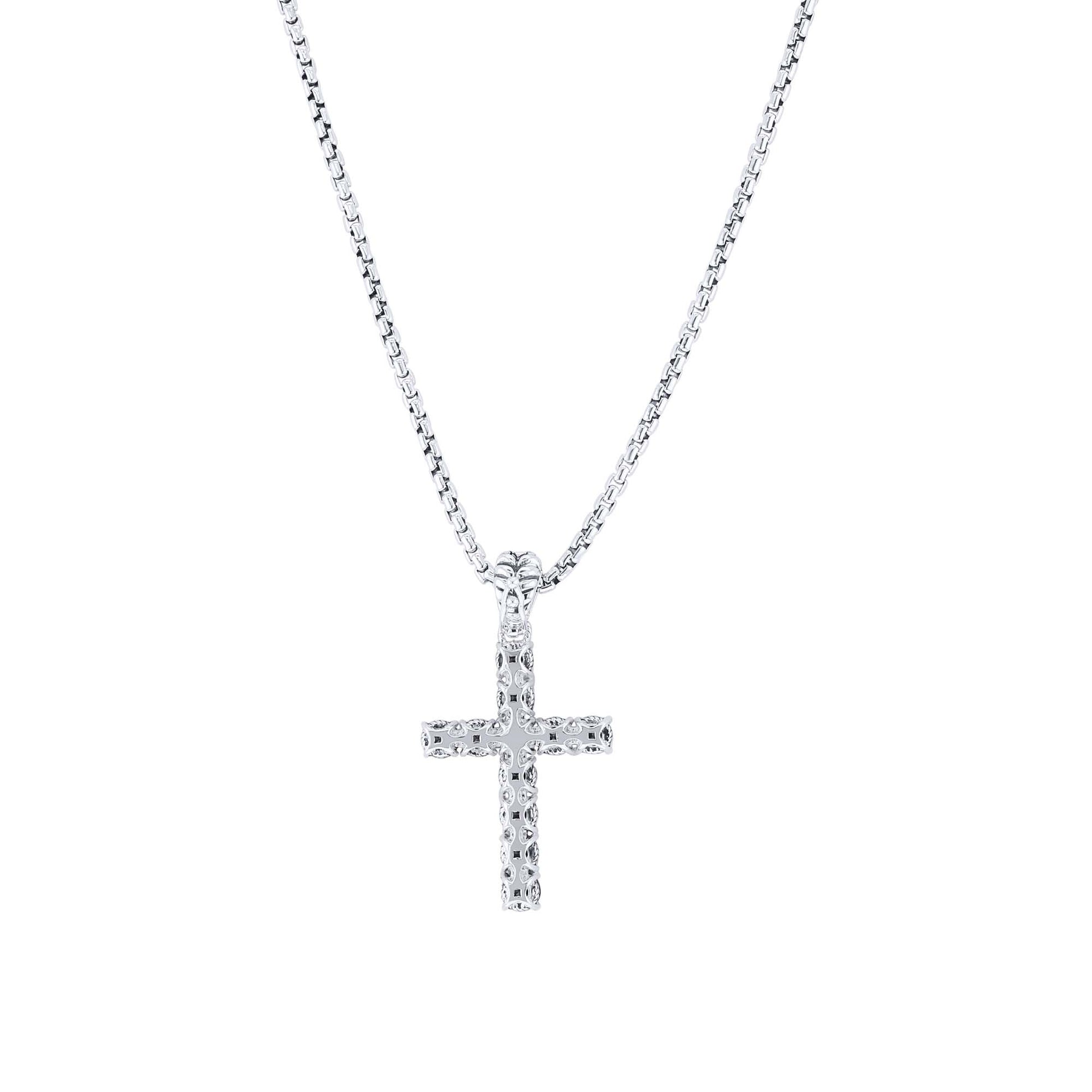 Silver Benedict Black Spinel Cross Necklace