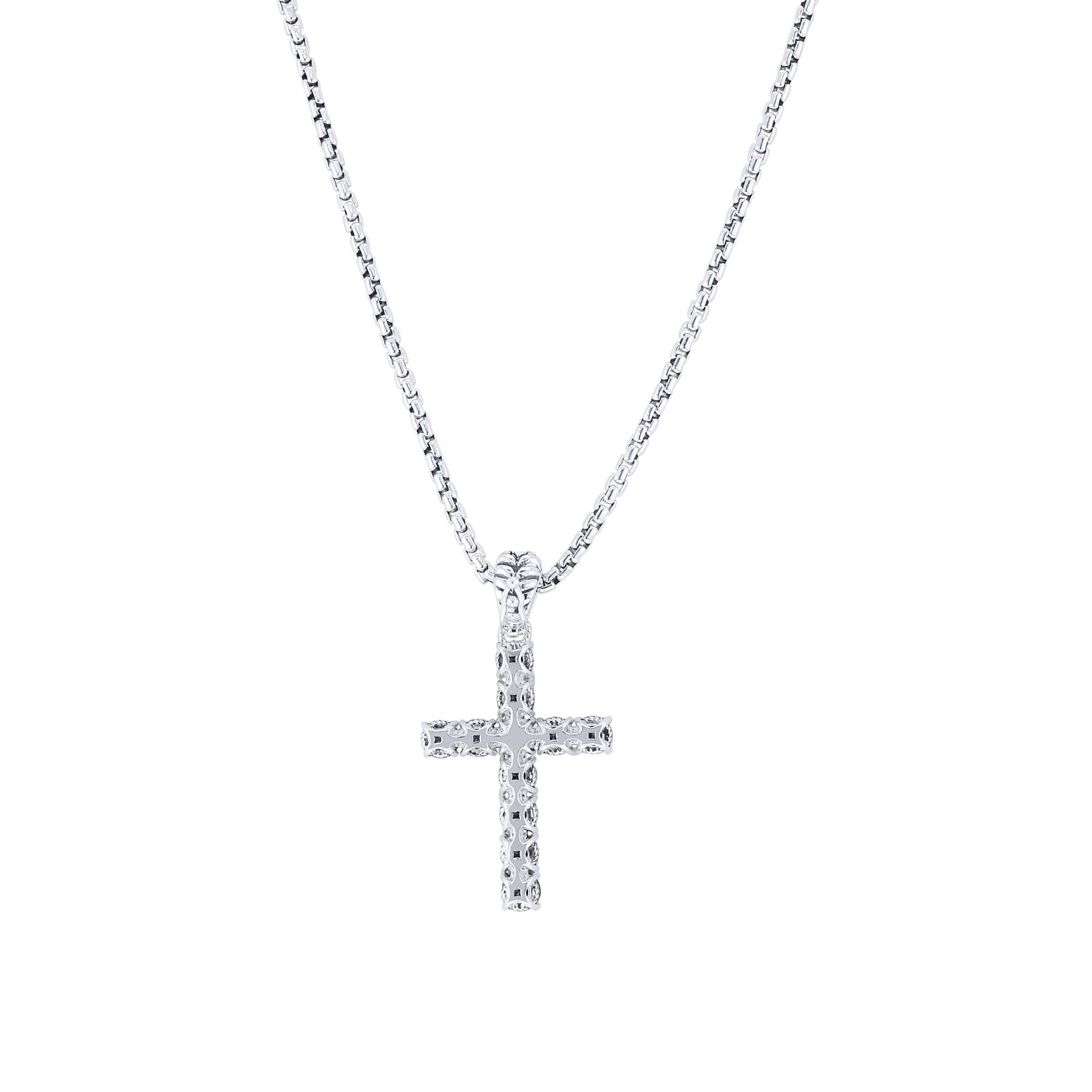 Silver Benedict Black Spinel Cross Necklace