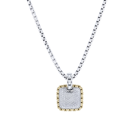 Cruz Silver & Gold Pave Diamond Necklace