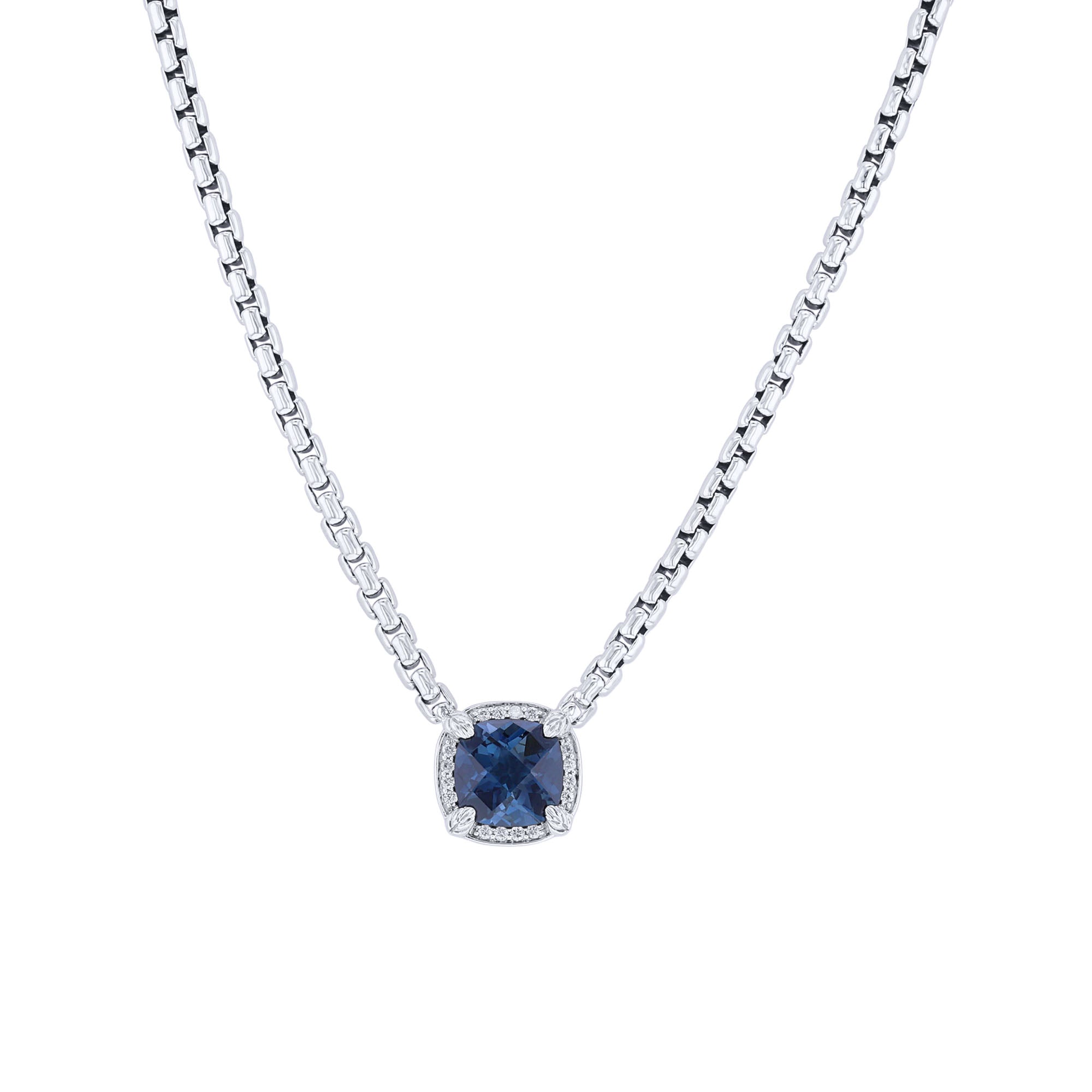 Silver Carys Blue Topaz & Diamond Necklace