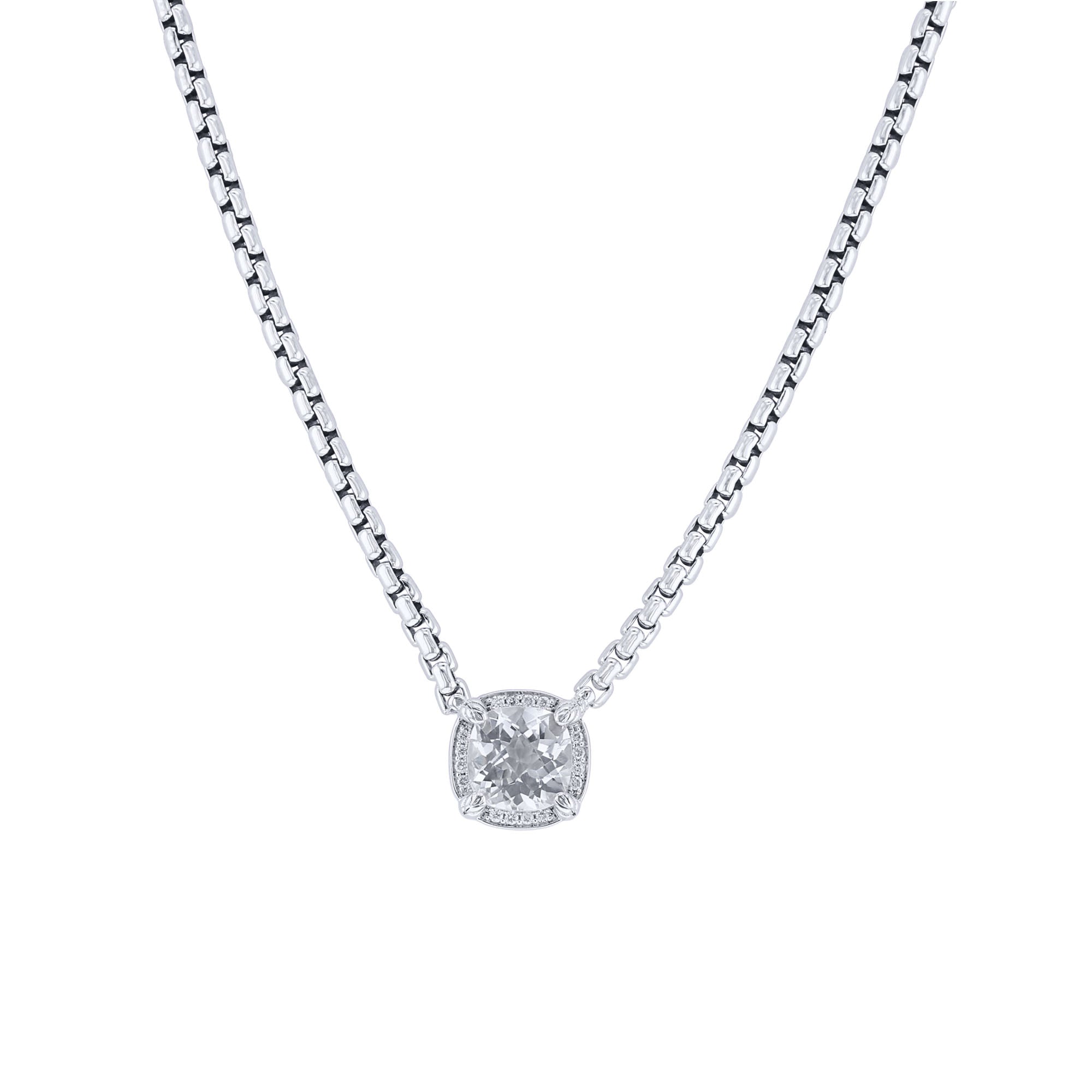 Silver Meera White Topaz & Diamond Necklace