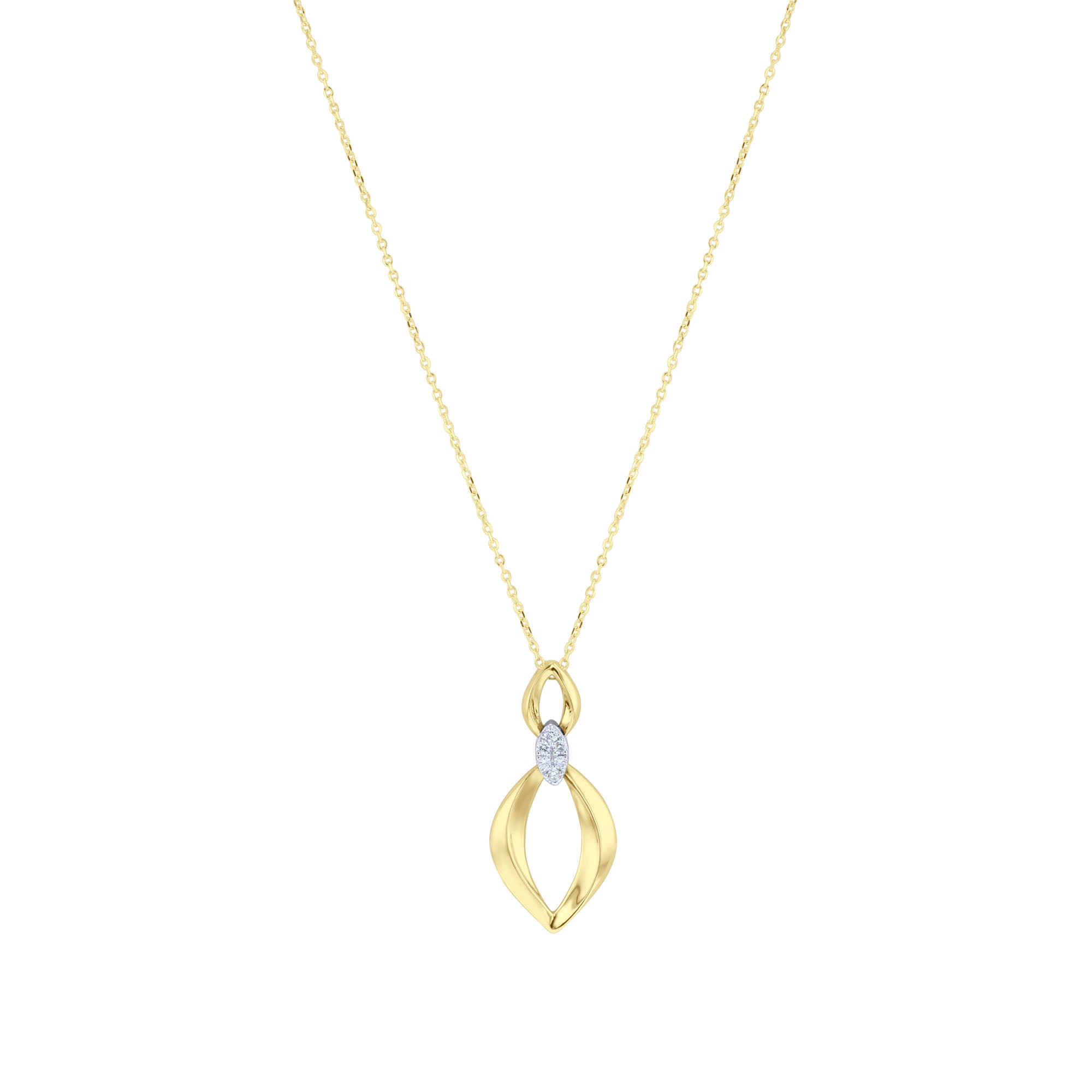 yellow gold necklace with white diamonds 