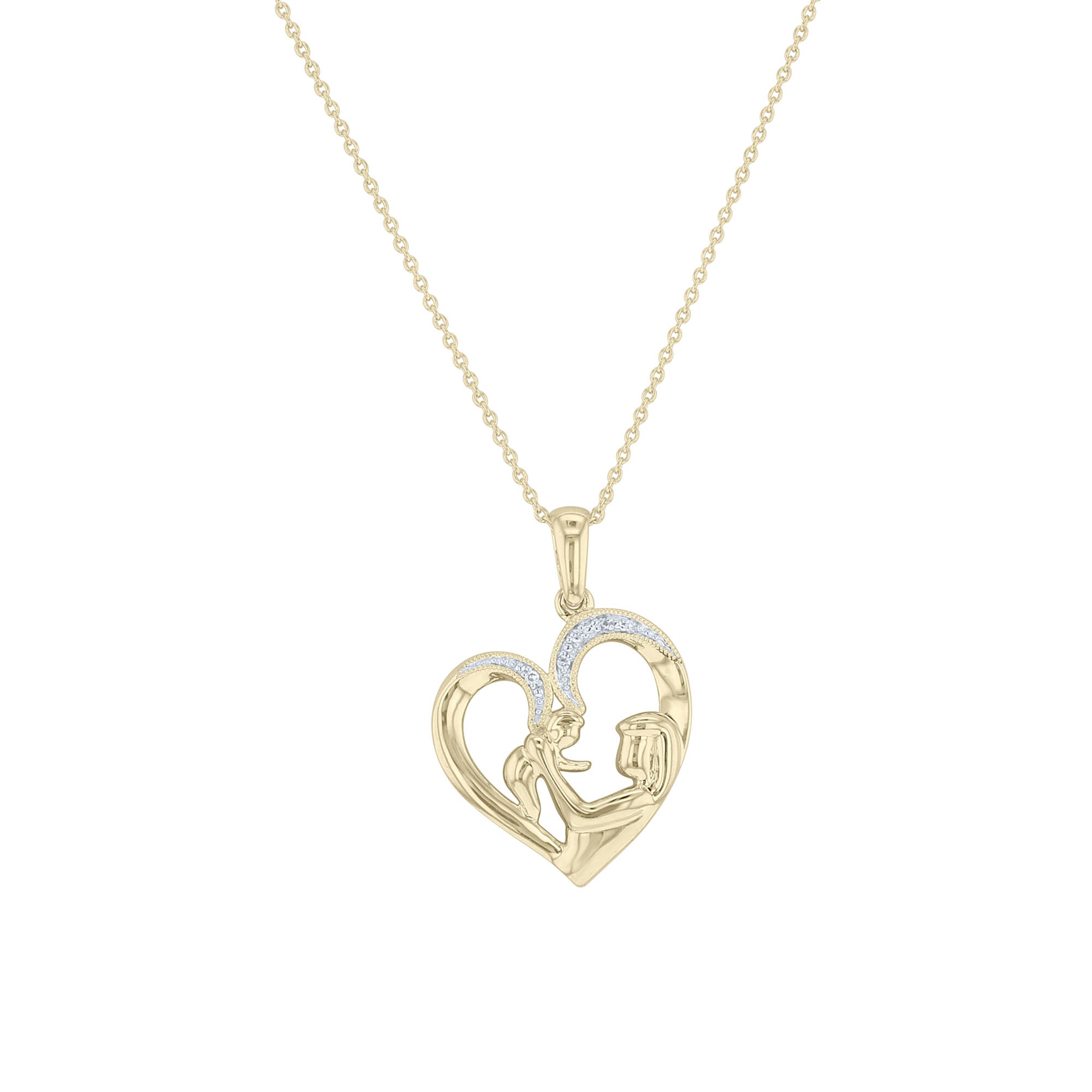 mother and child gold diamond pendant