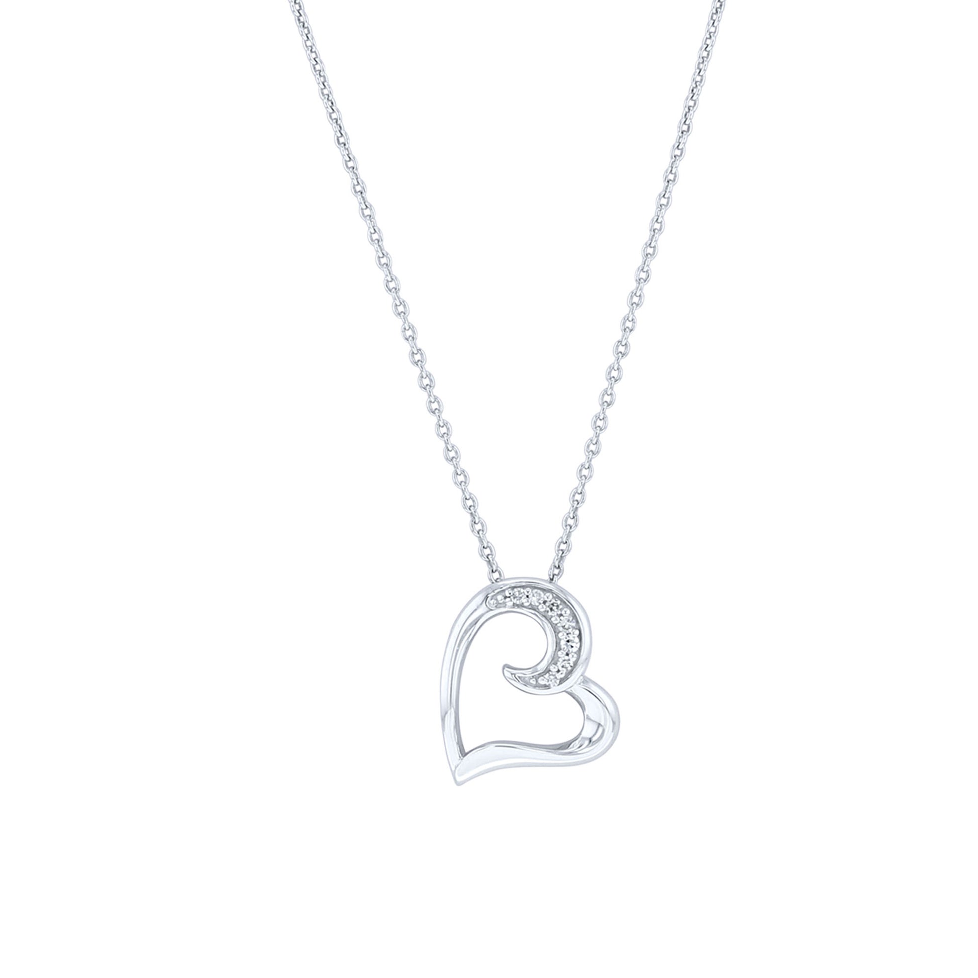 swirly diamond heart necklace