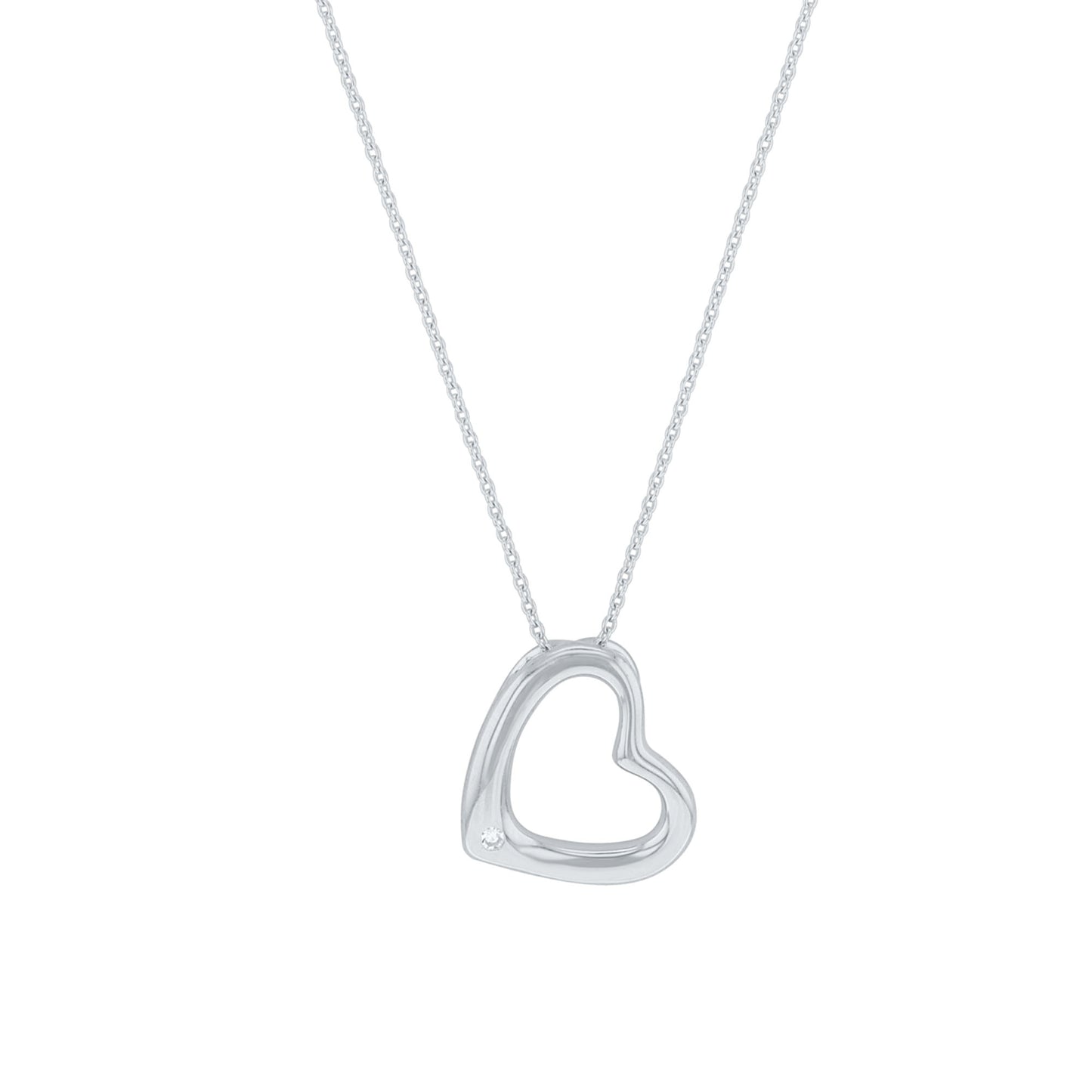 silver heart necklace with diamond