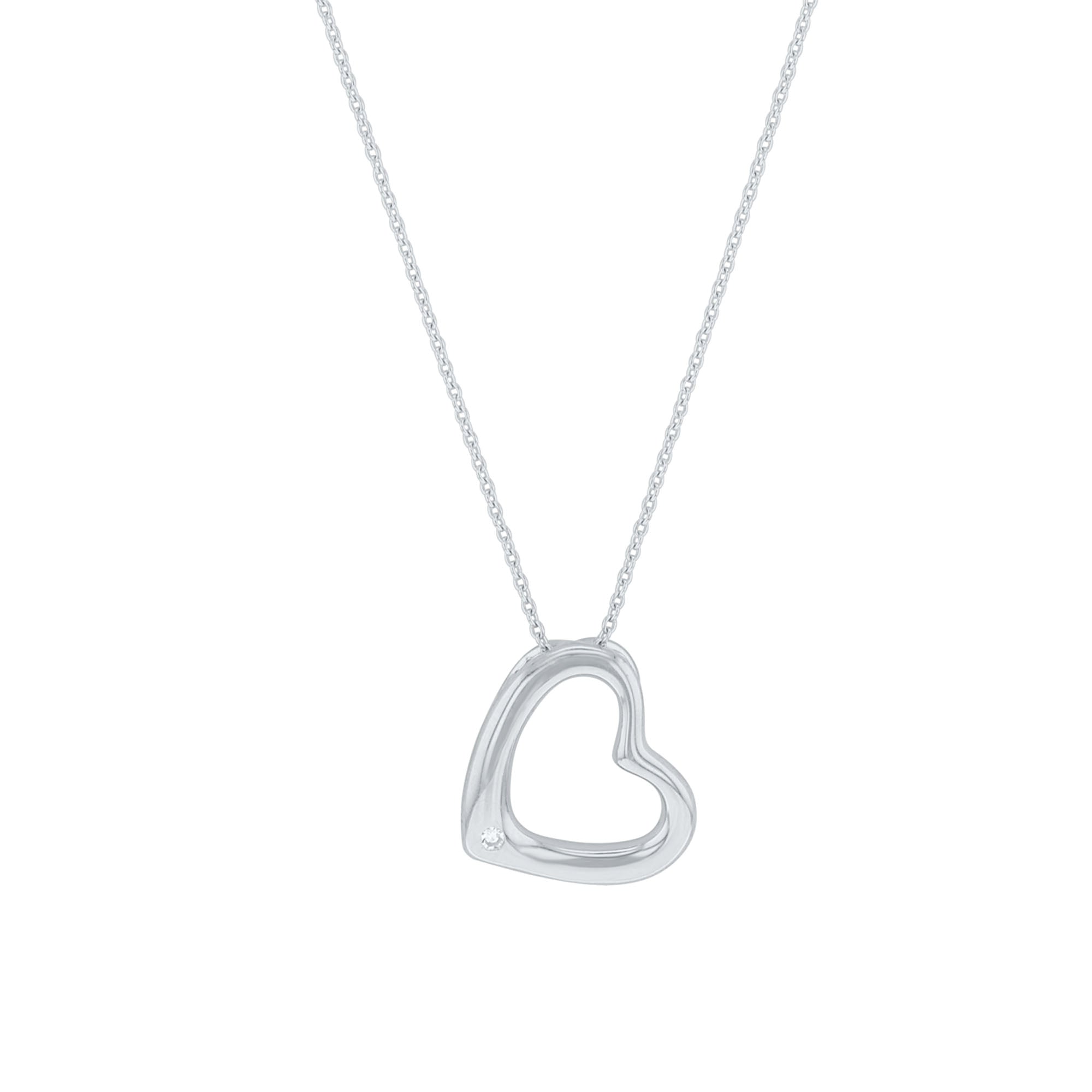 silver heart necklace with diamond