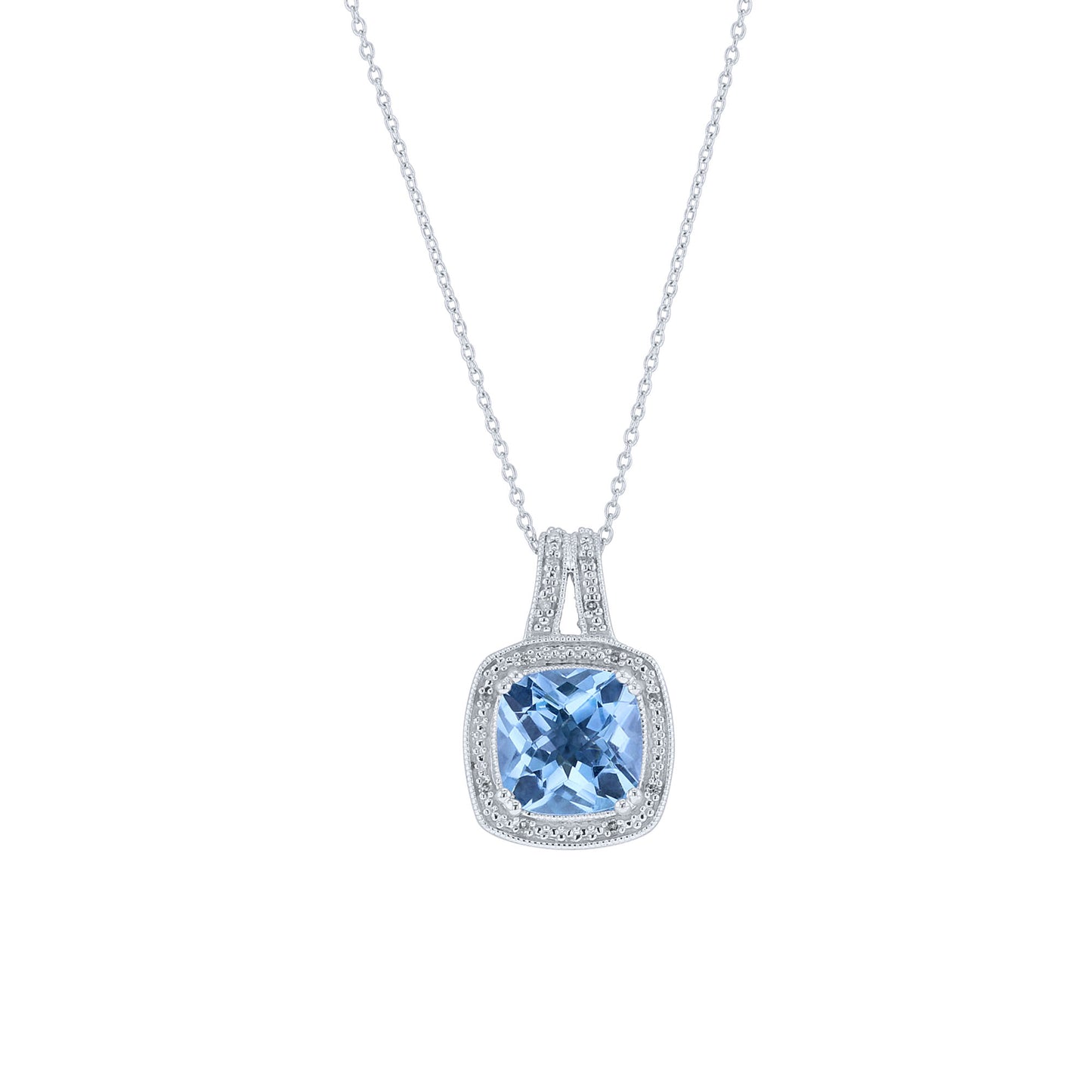 blue topaz and diamond silver necklace
