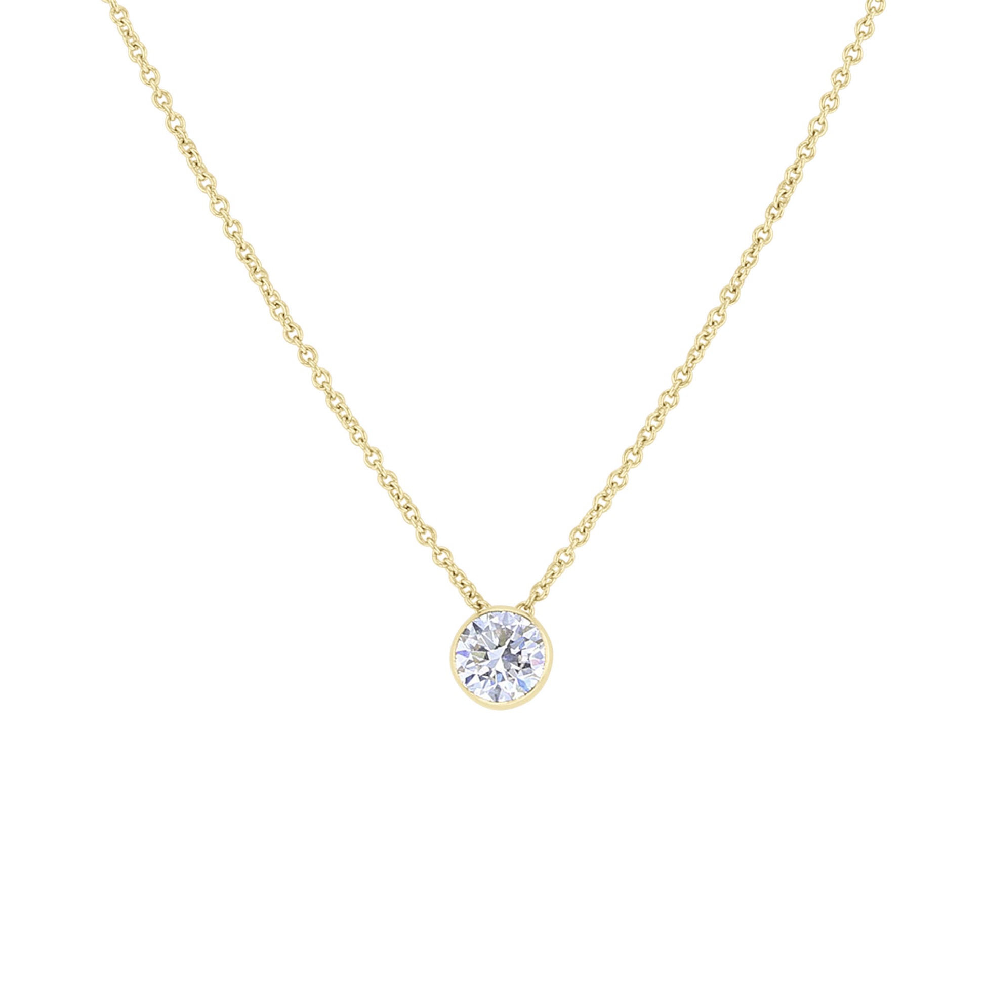 Naked Solitaire Diamond Bezel Necklace 1/2ct