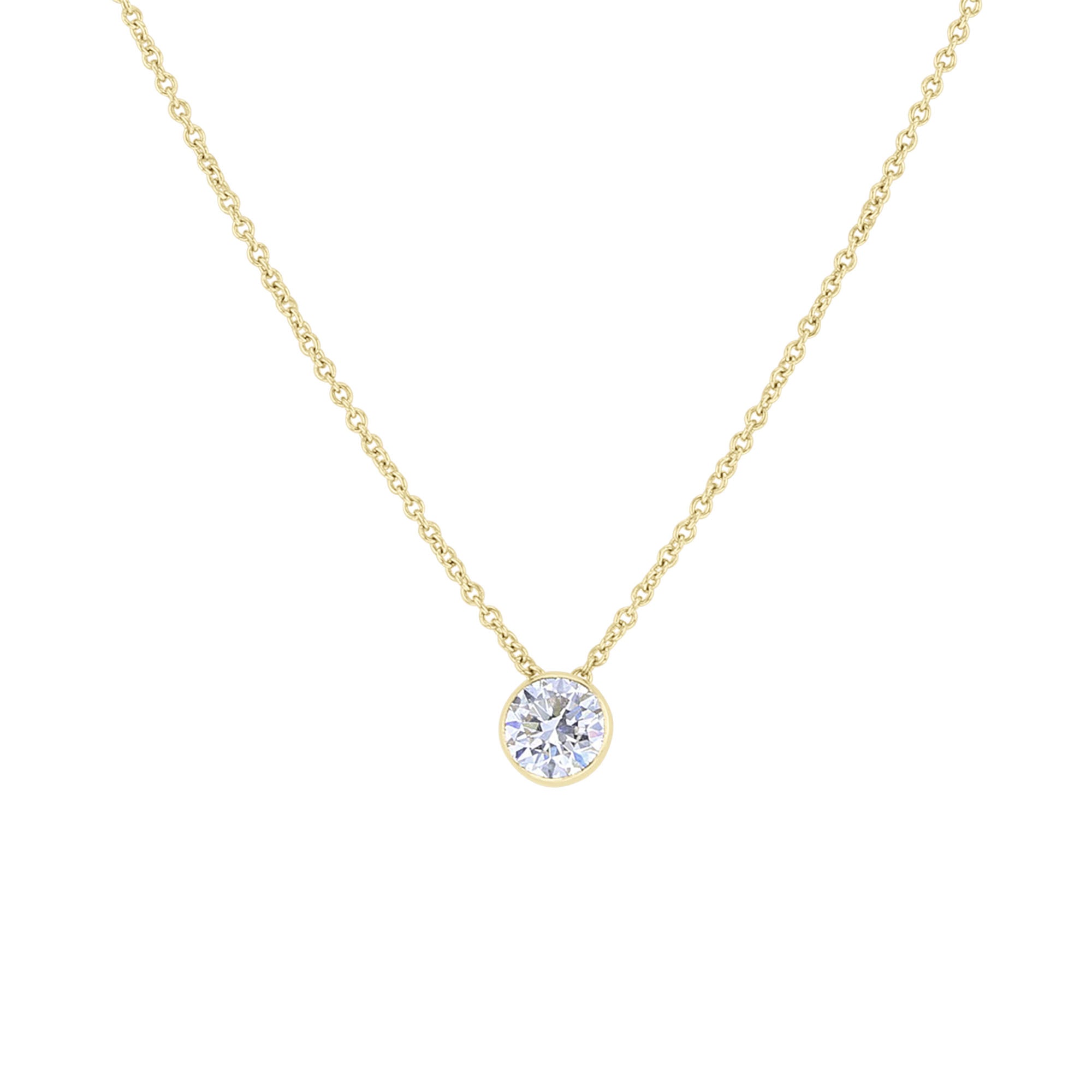 Naked Solitaire Diamond Bezel Necklace 1/2ct
