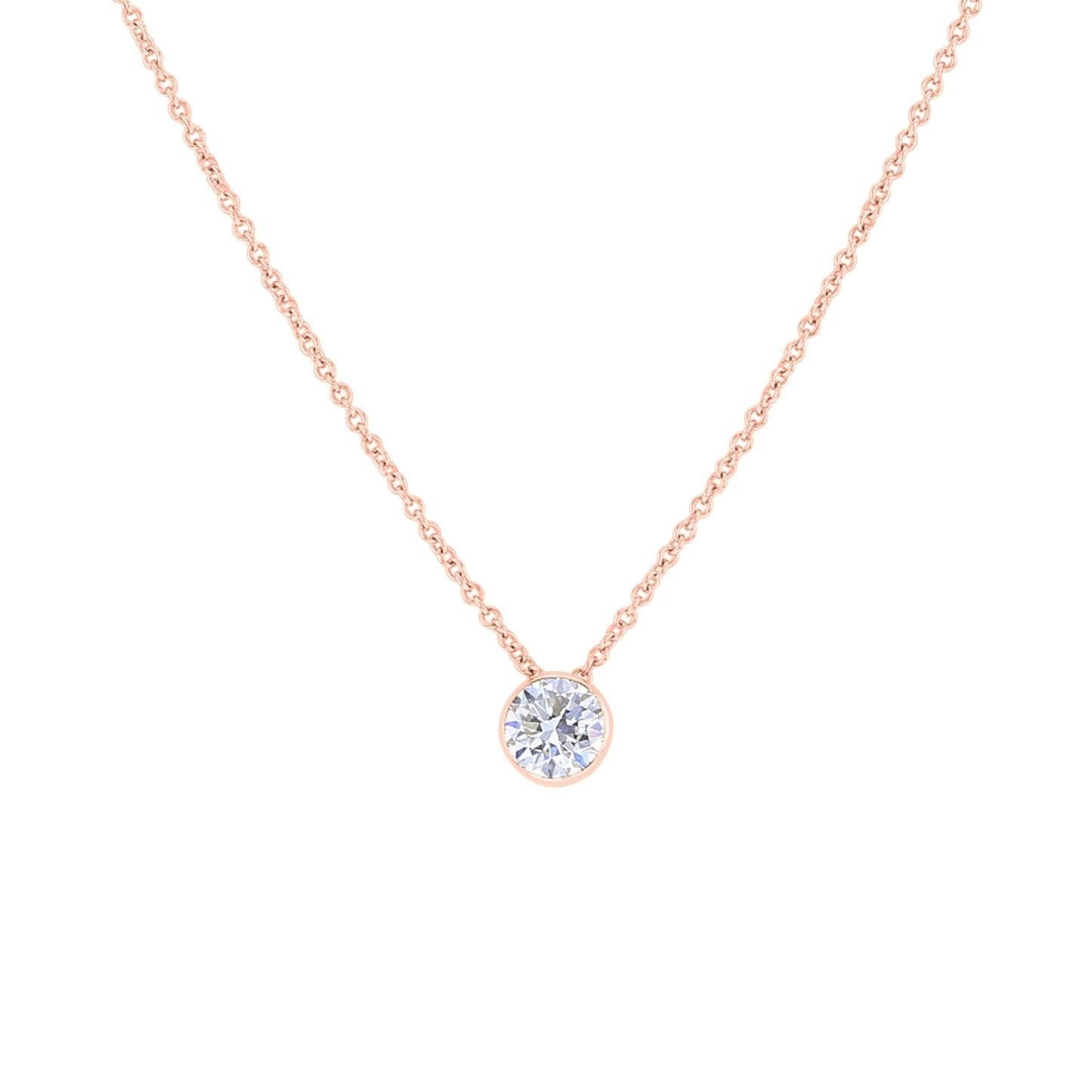 Naked Solitaire Diamond Bezel Necklace 1/2ct