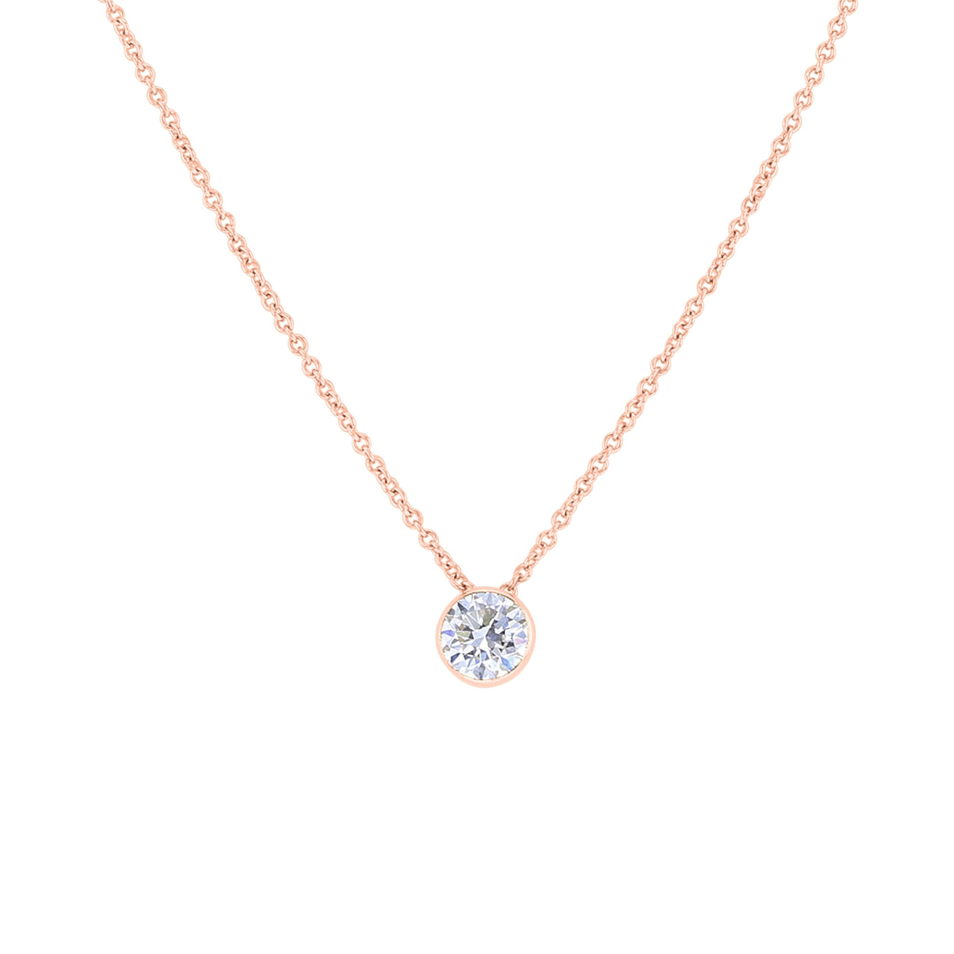 Naked Solitaire Diamond Bezel Necklace 1/2ct
