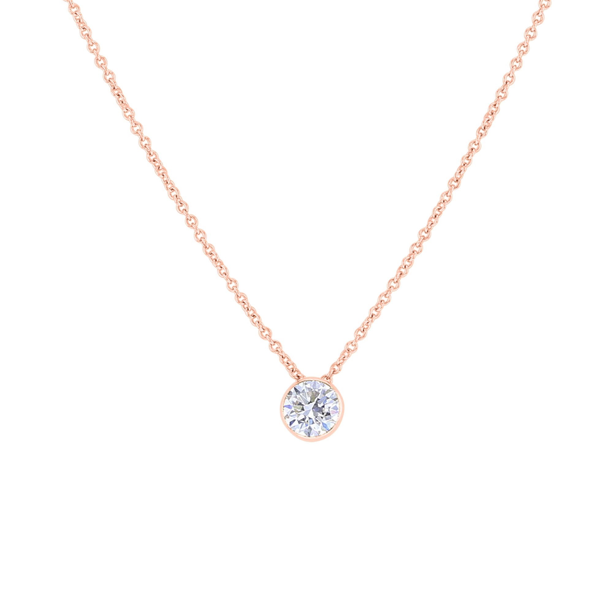 Naked Solitaire Diamond Bezel Necklace 1/2ct