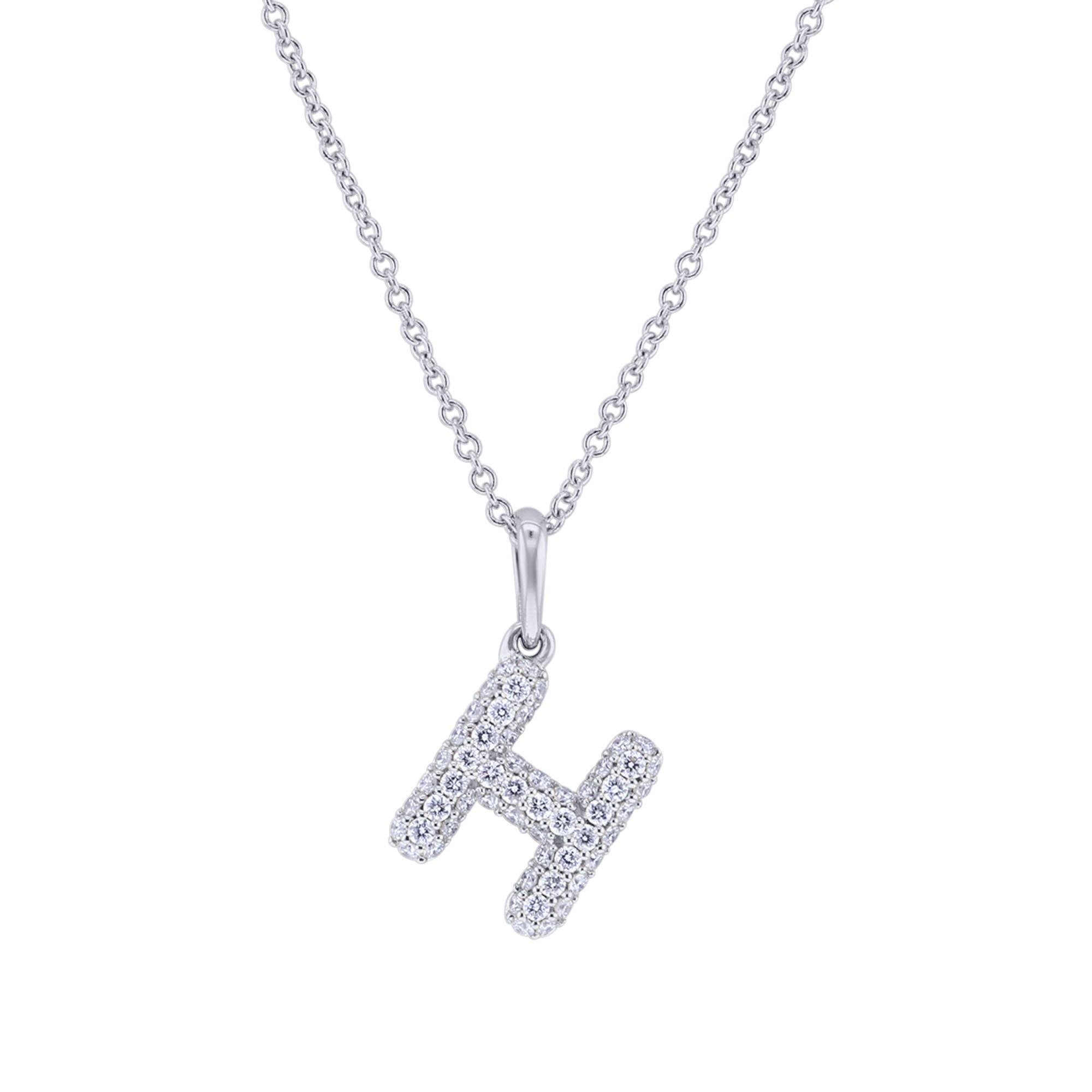 Gold Bubble Initial Diamond Necklace