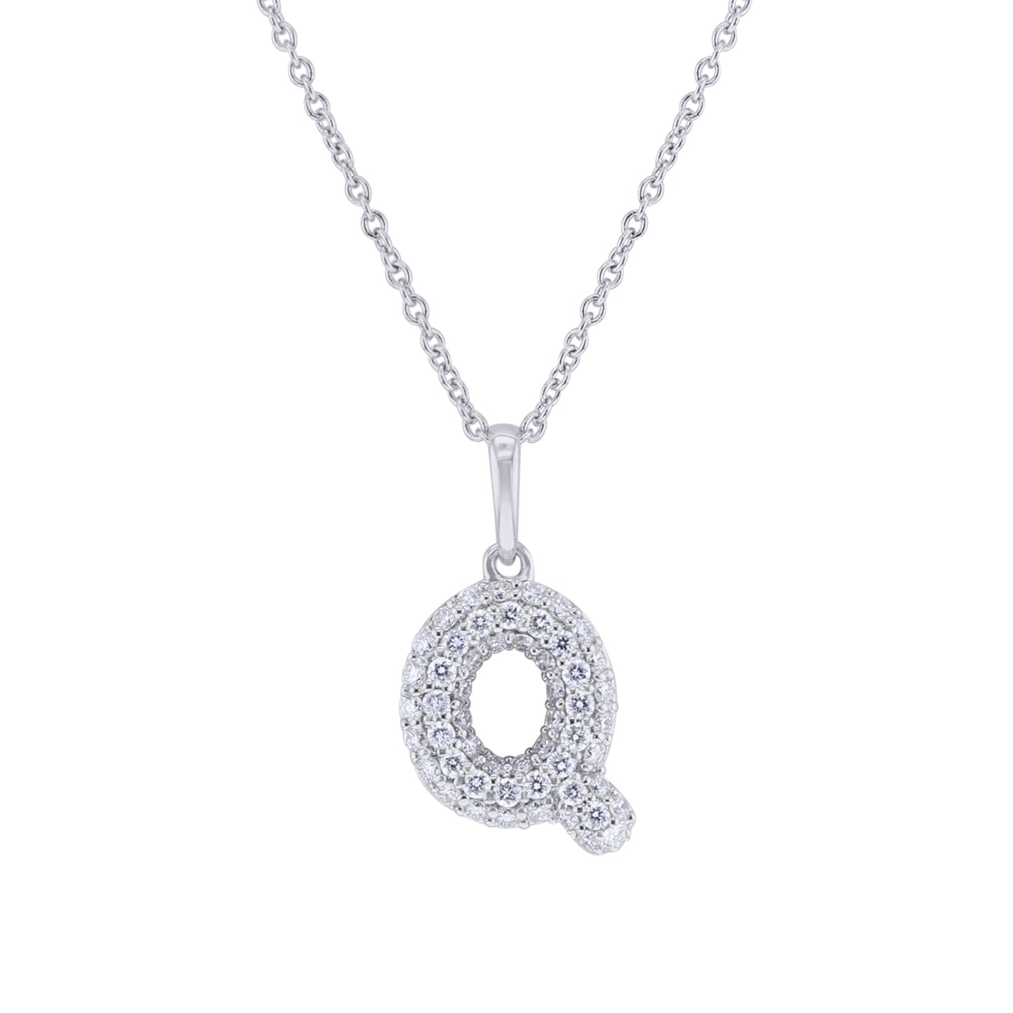 Gold Bubble Initial Diamond Necklace