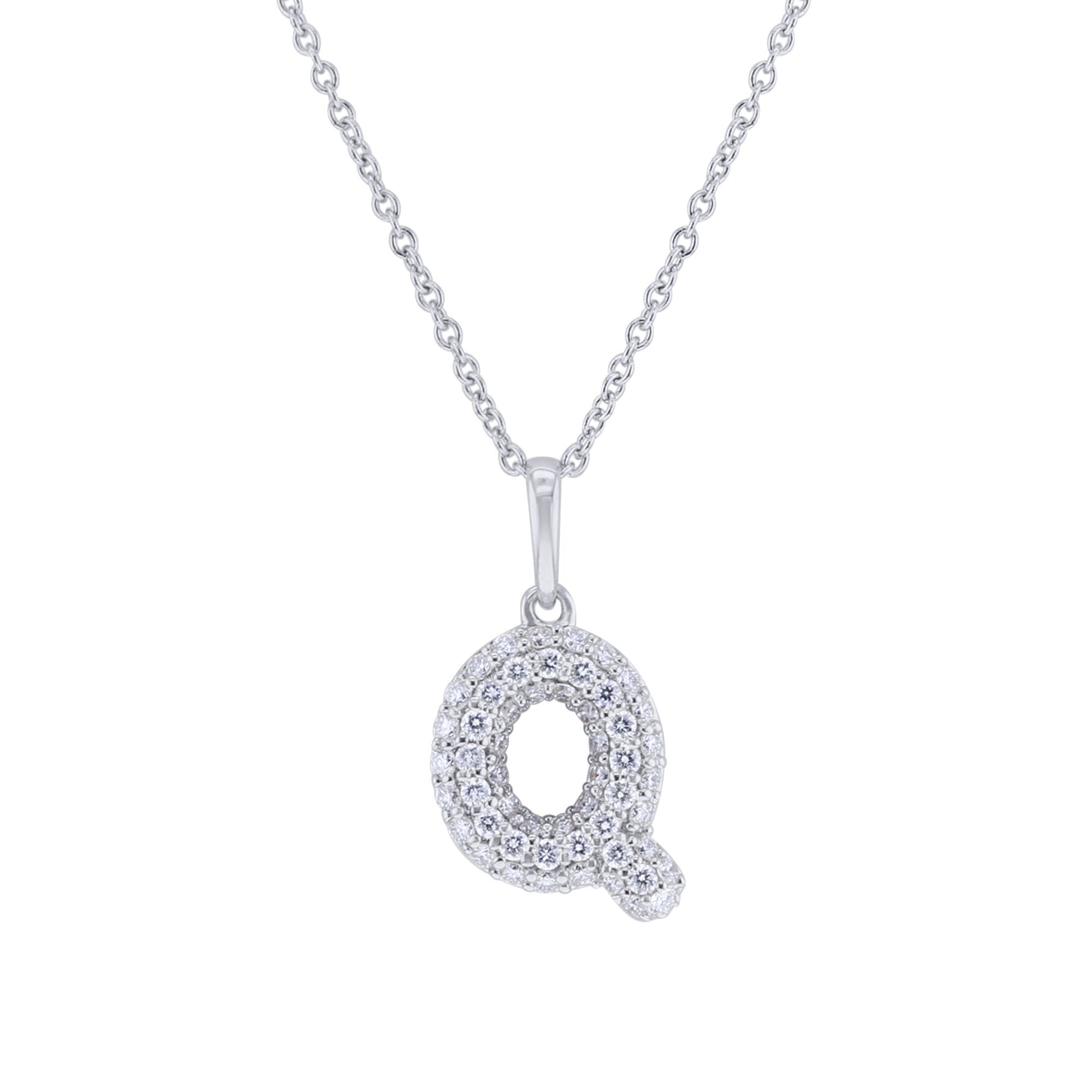 Gold Bubble Initial Diamond Necklace