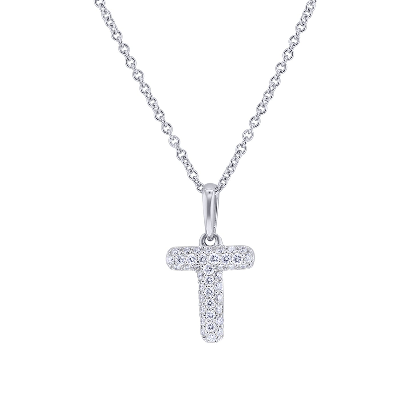 Gold Bubble Initial Diamond Necklace