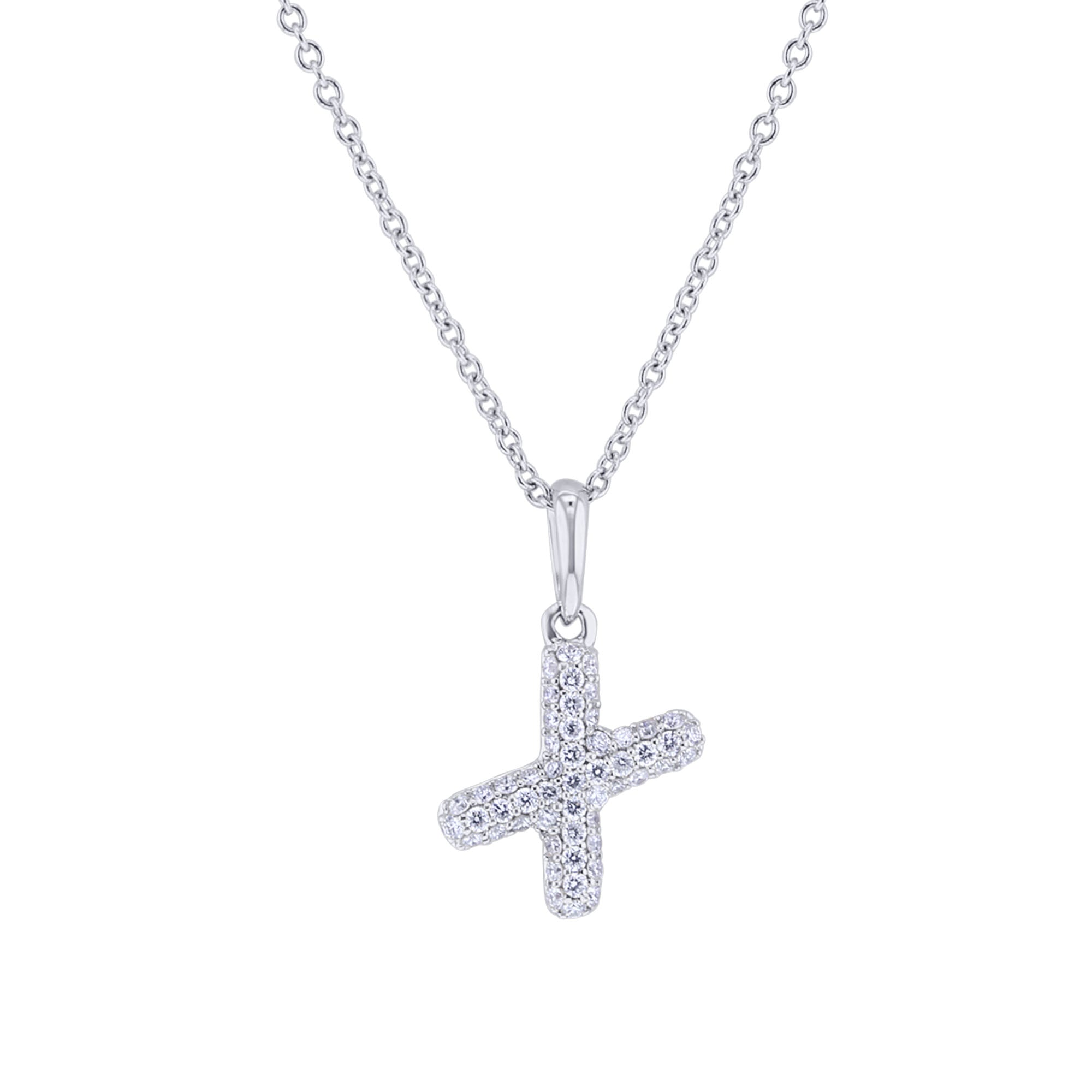 Gold Bubble Initial Diamond Necklace