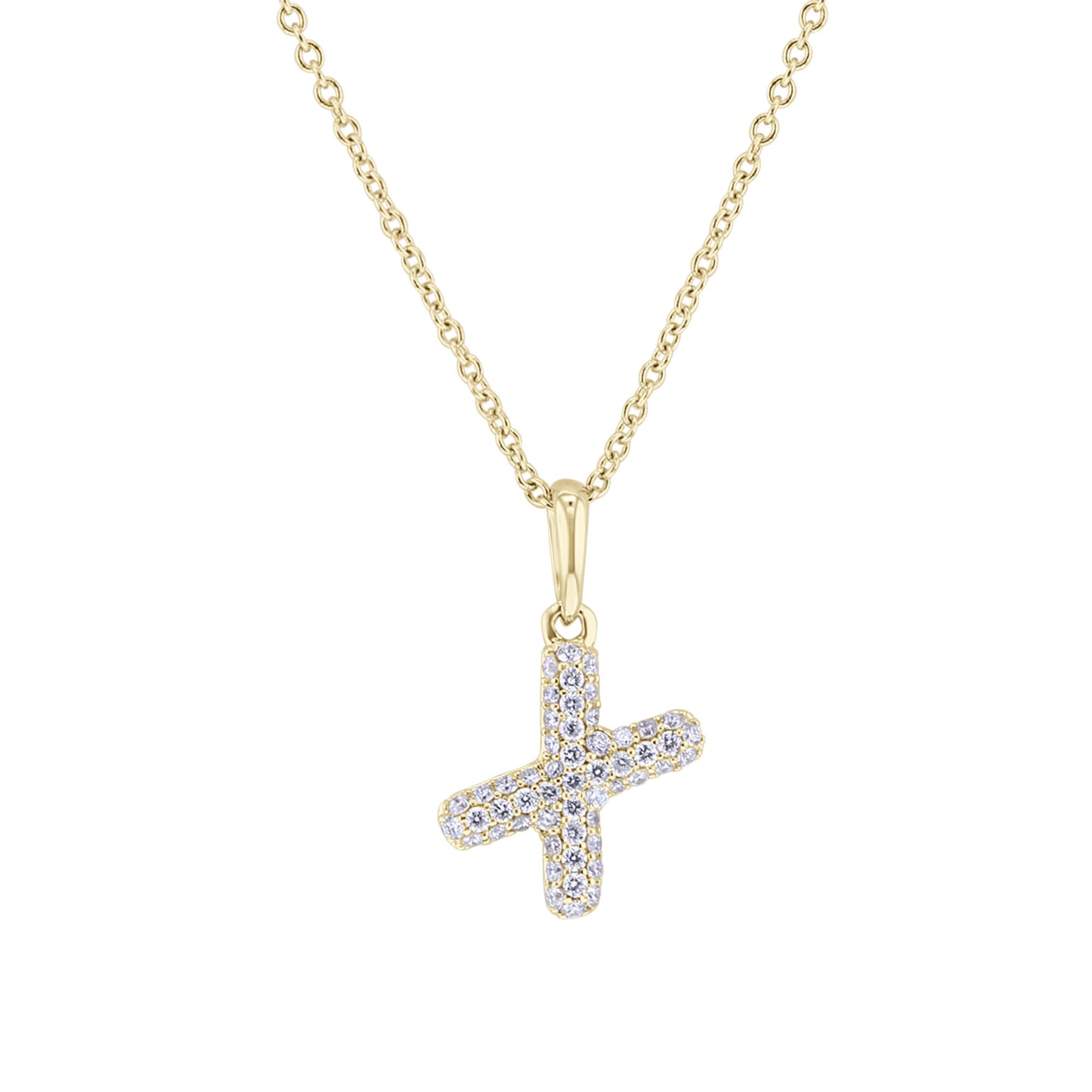 Gold Bubble Initial Diamond Necklace