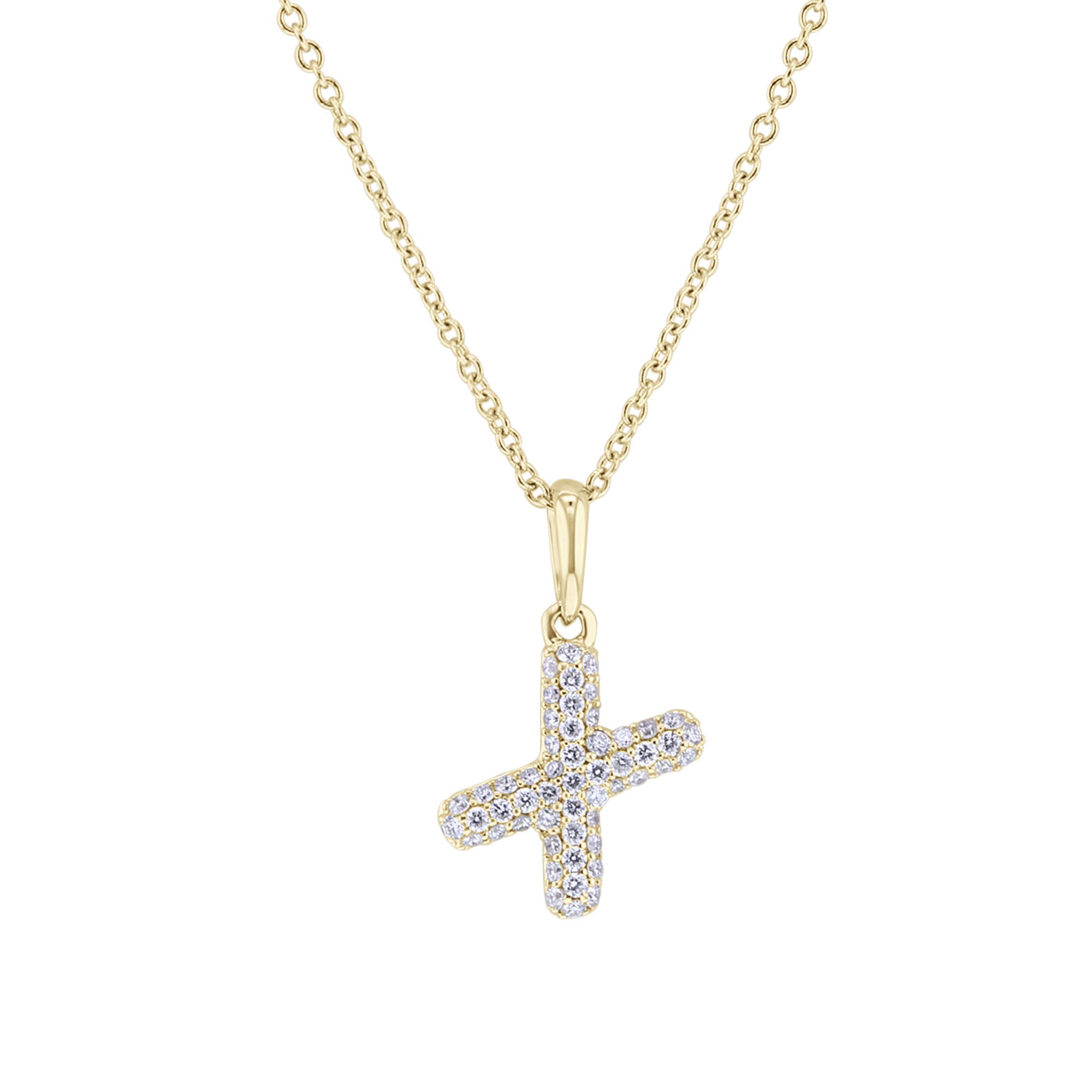 Gold Bubble Initial Diamond Necklace