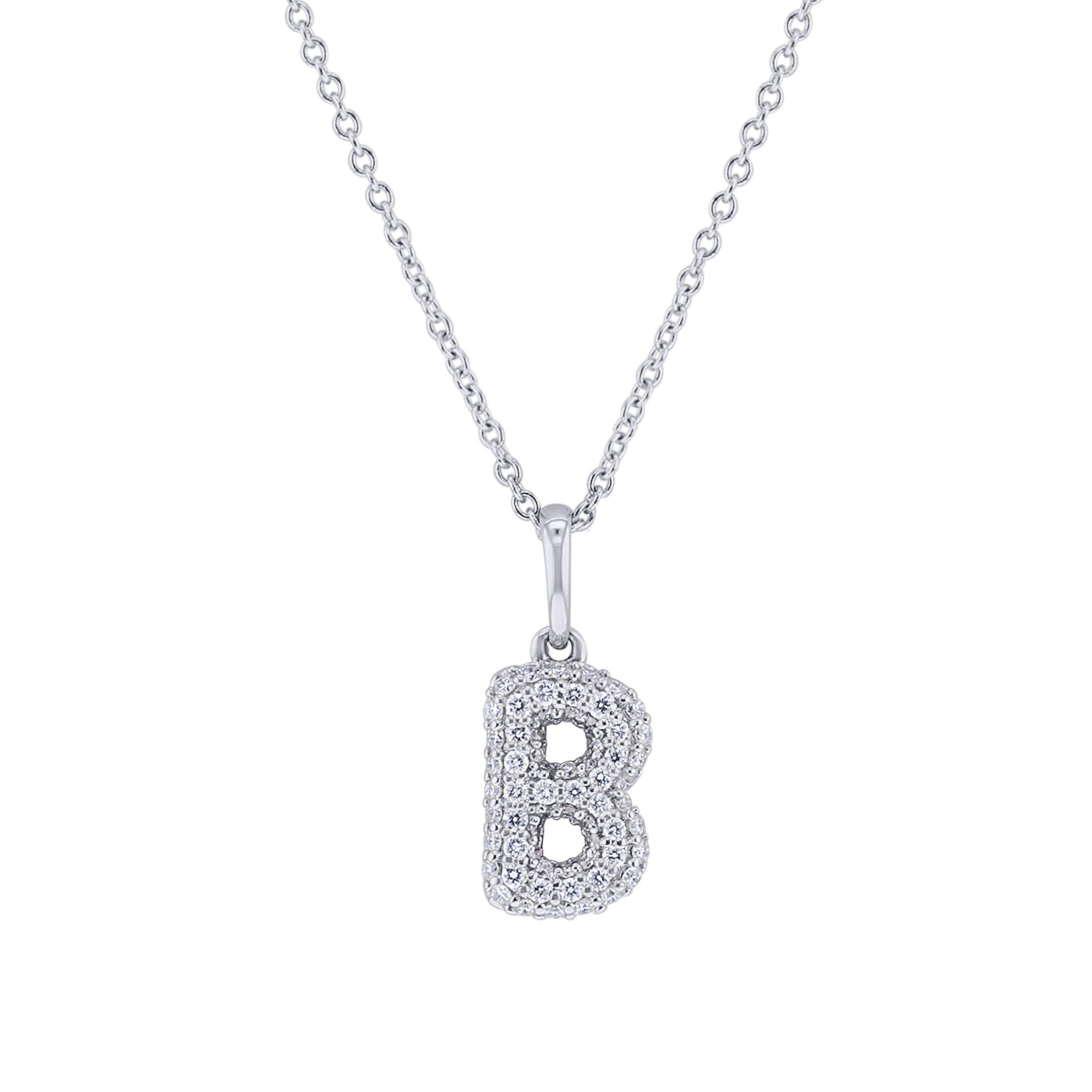 Gold Bubble Initial Diamond Necklace