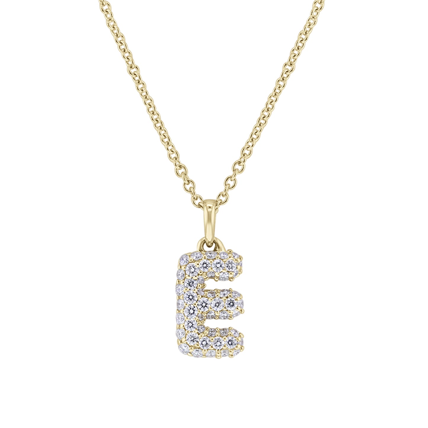 Gold Bubble Initial Diamond Necklace