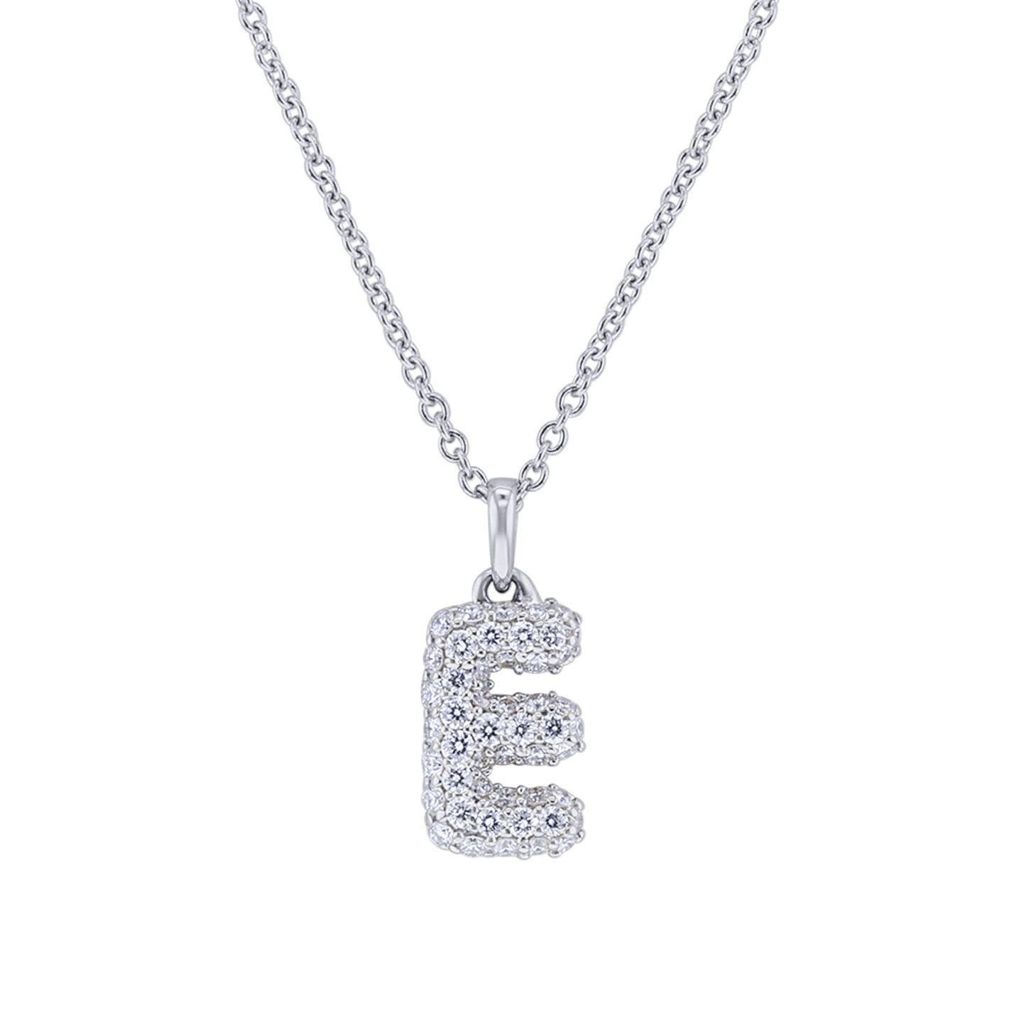 Gold Bubble Initial Diamond Necklace