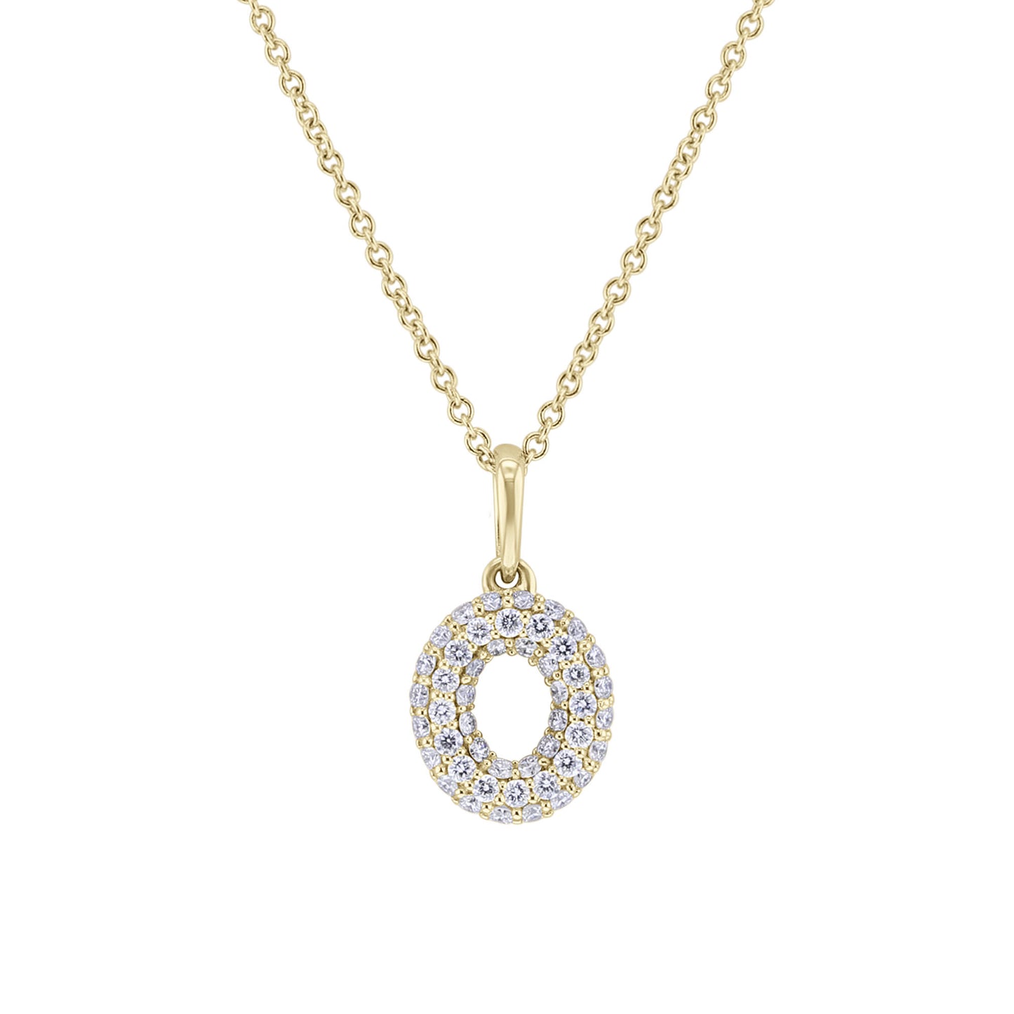 Gold Bubble Initial Diamond Necklace