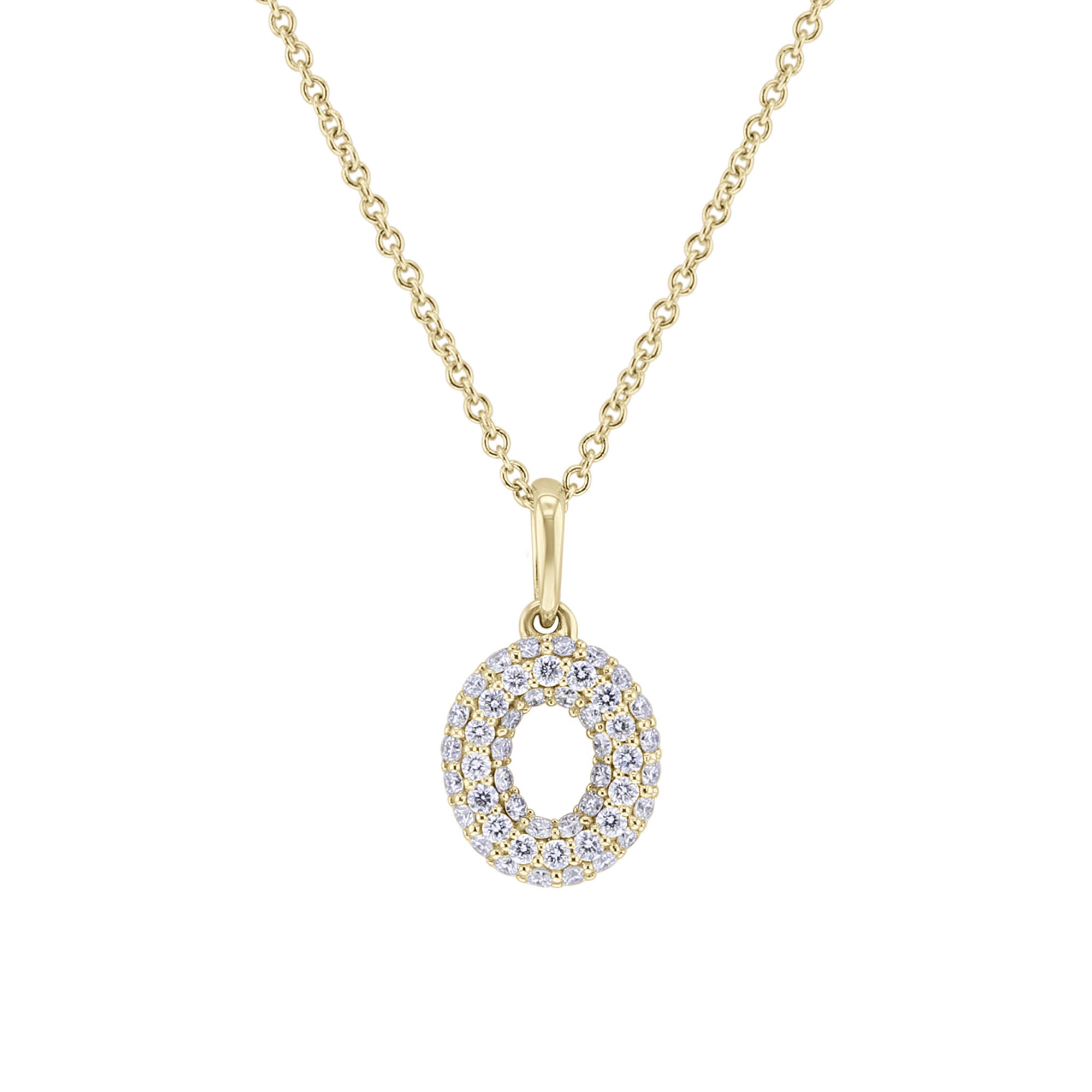 Gold Bubble Initial Diamond Necklace