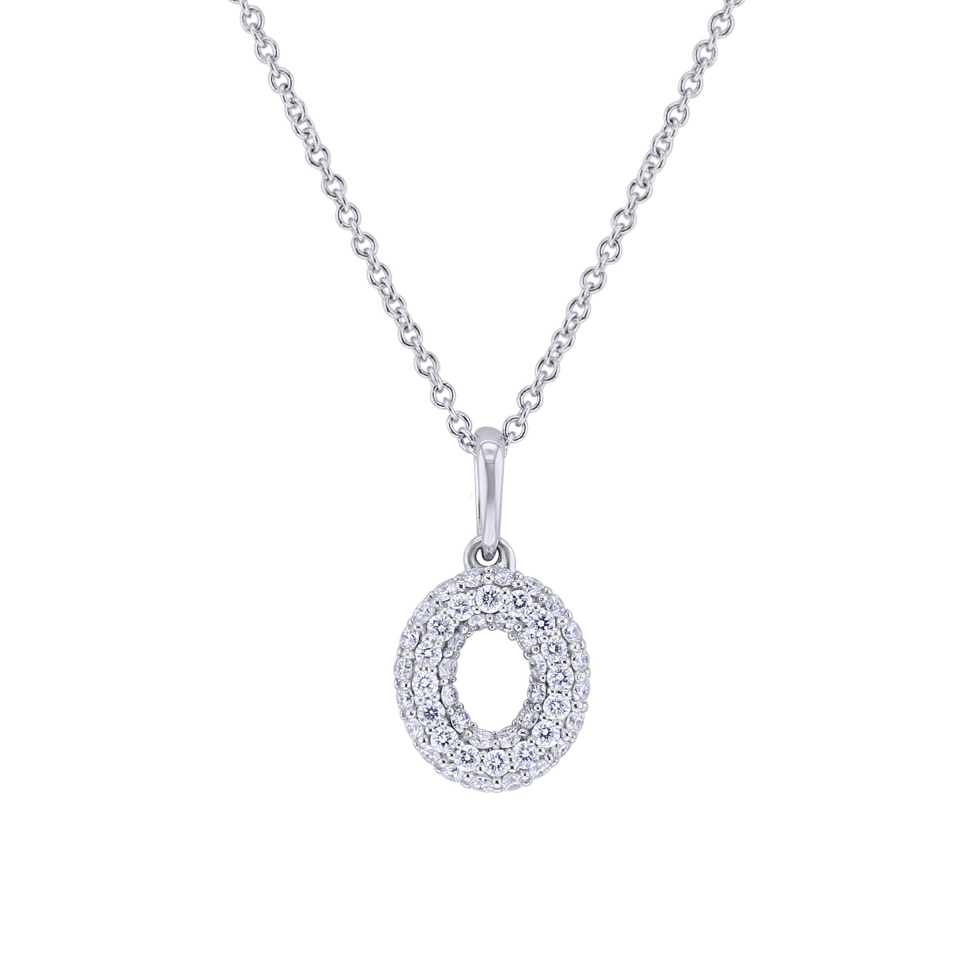 Gold Bubble Initial Diamond Necklace