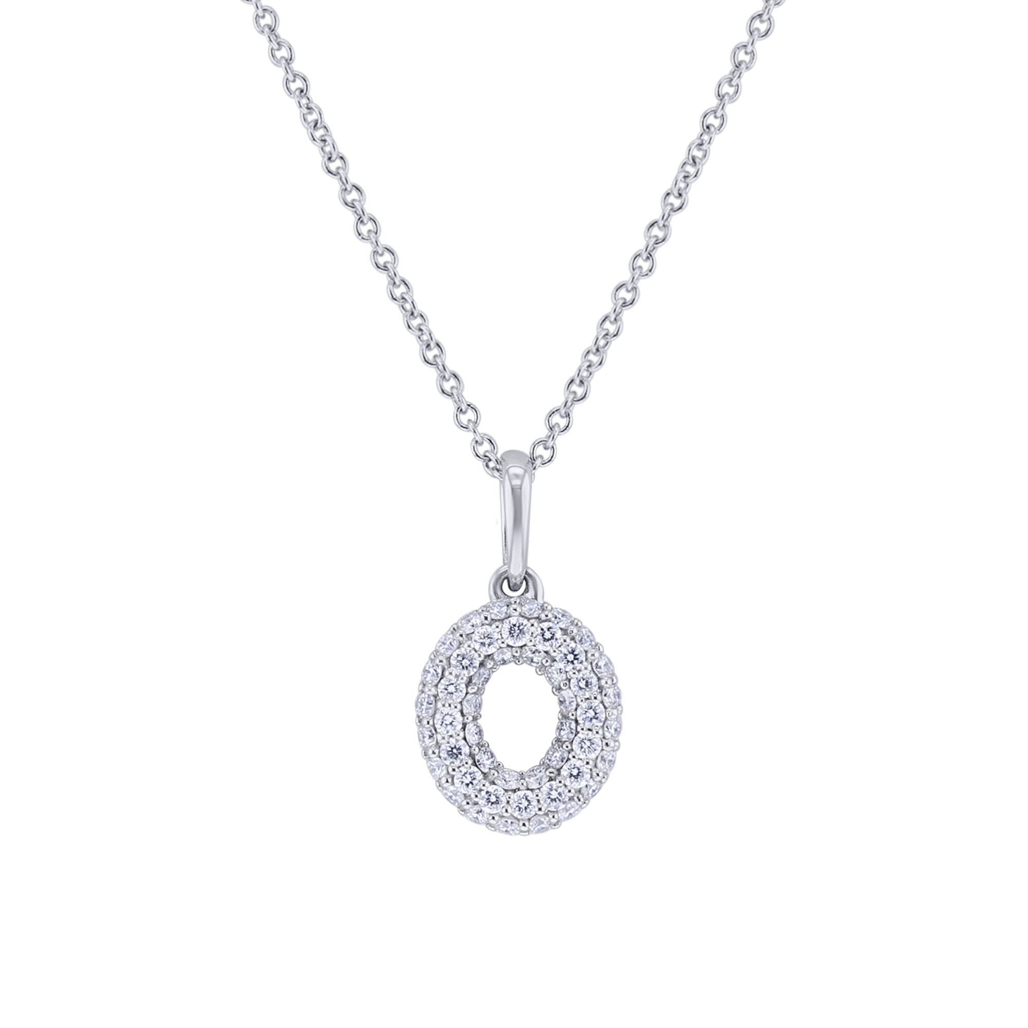 Gold Bubble Initial Diamond Necklace