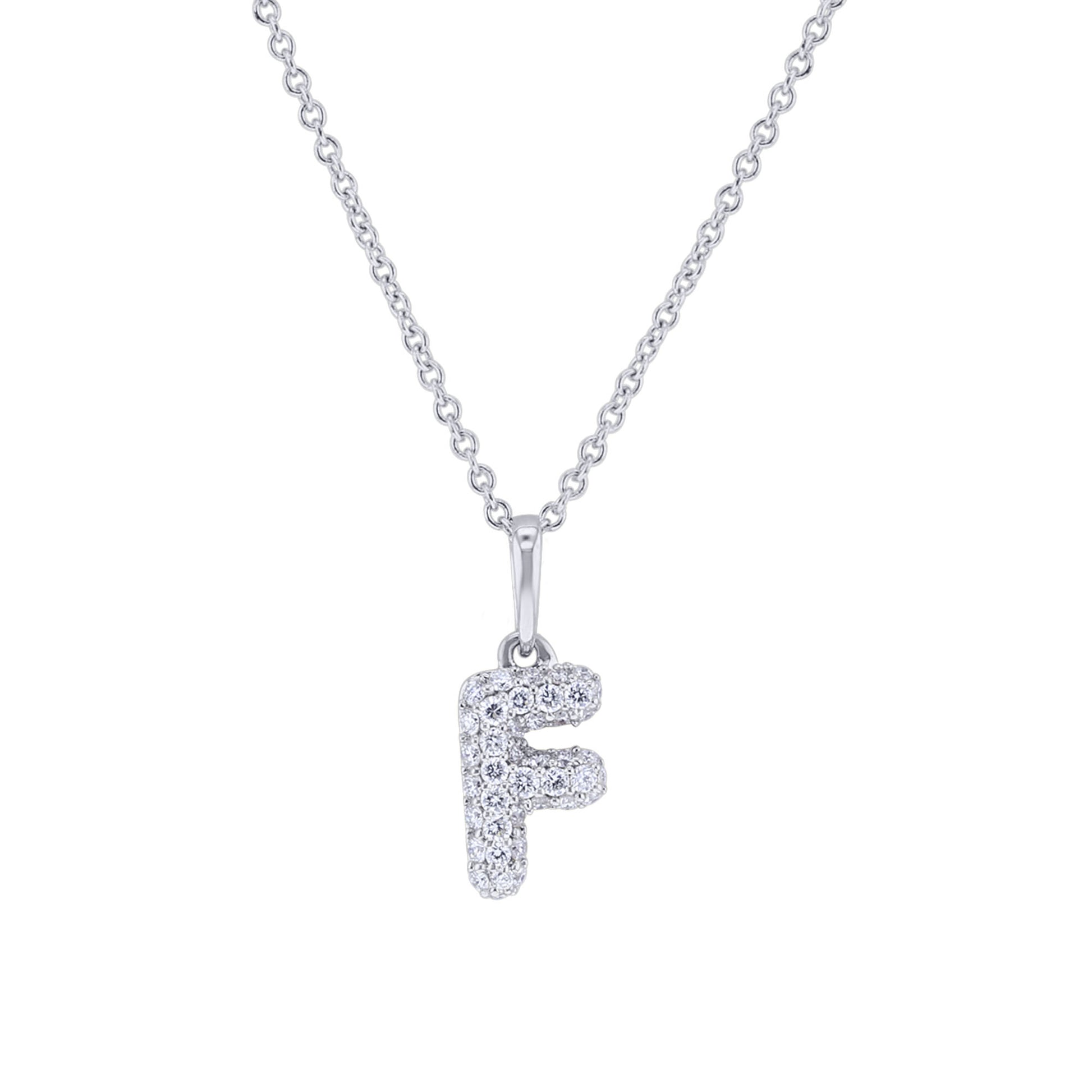 Gold Bubble Initial Diamond Necklace