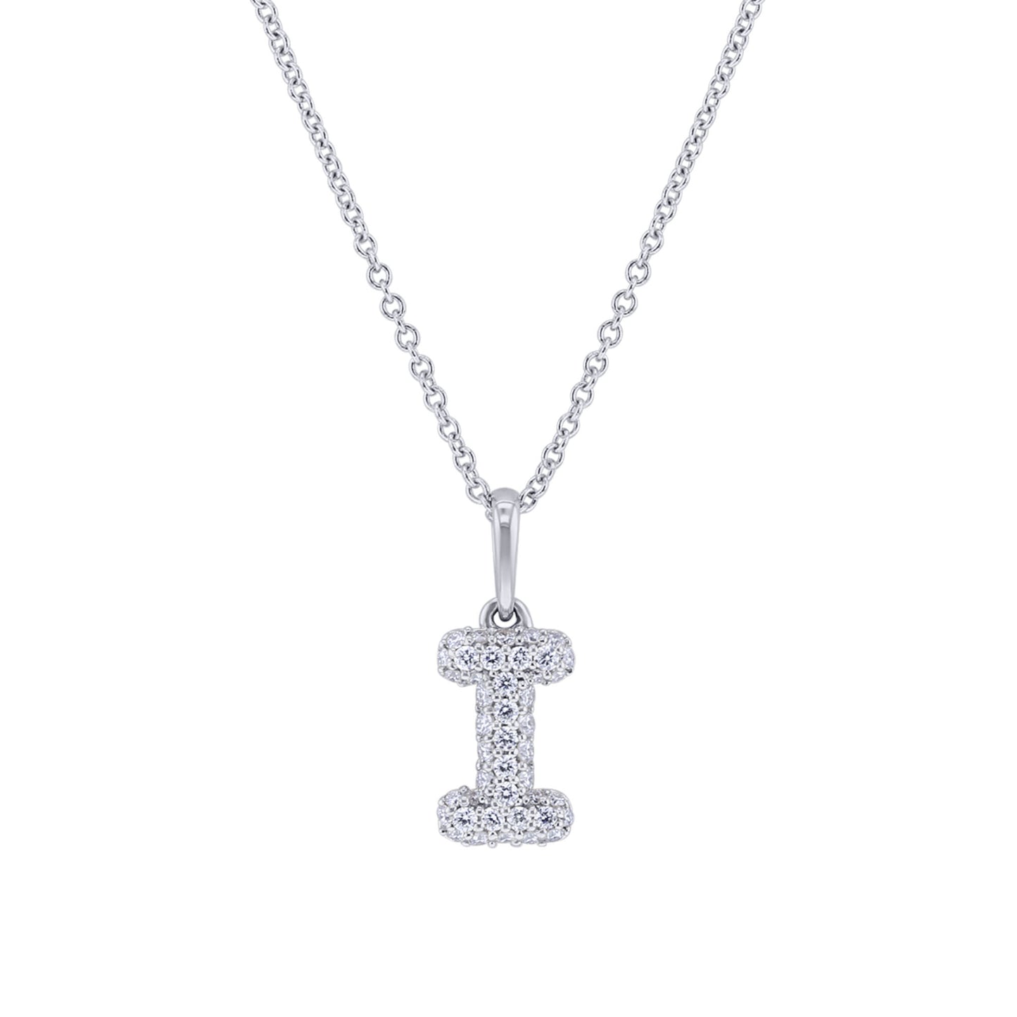 Gold Bubble Initial Diamond Necklace