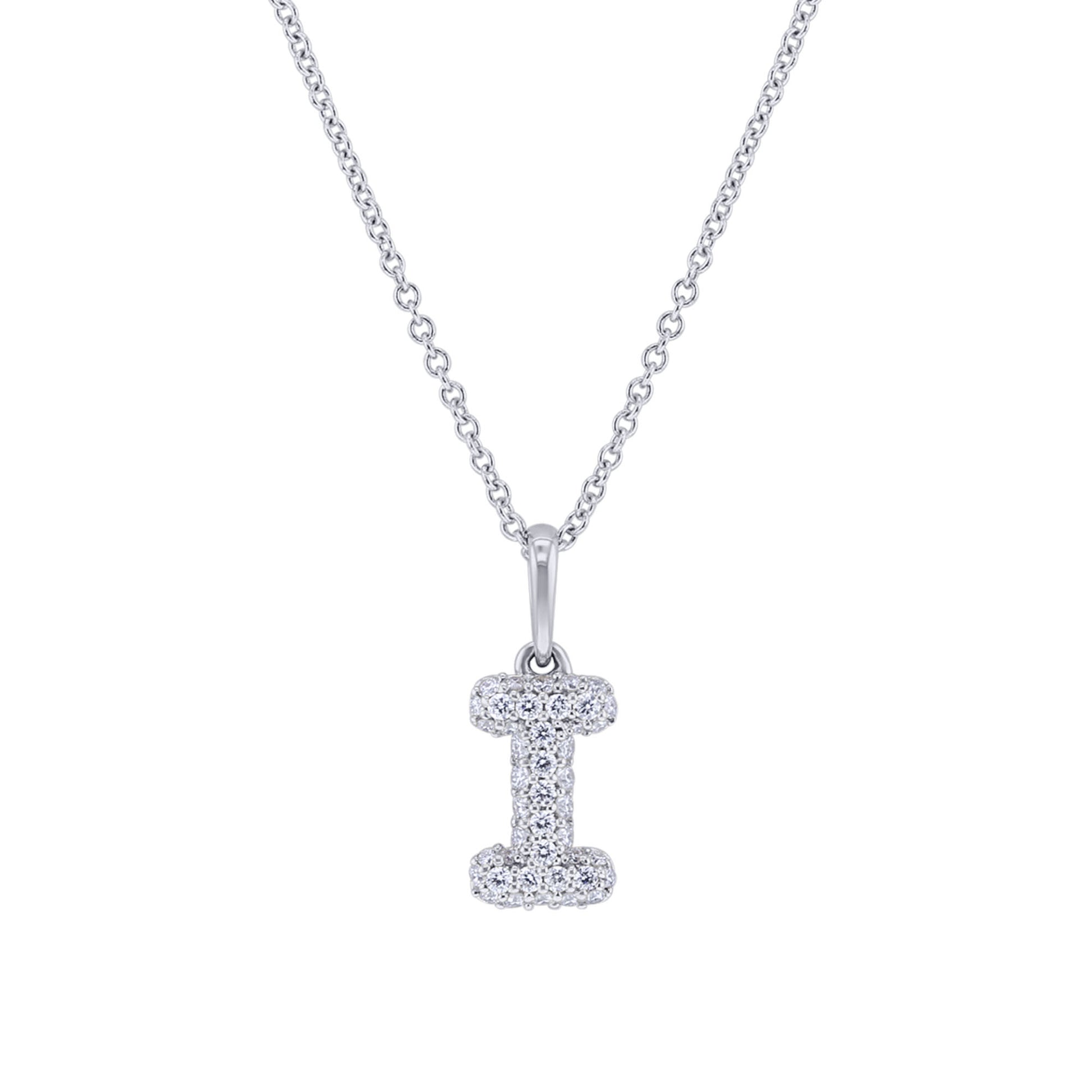 Gold Bubble Initial Diamond Necklace