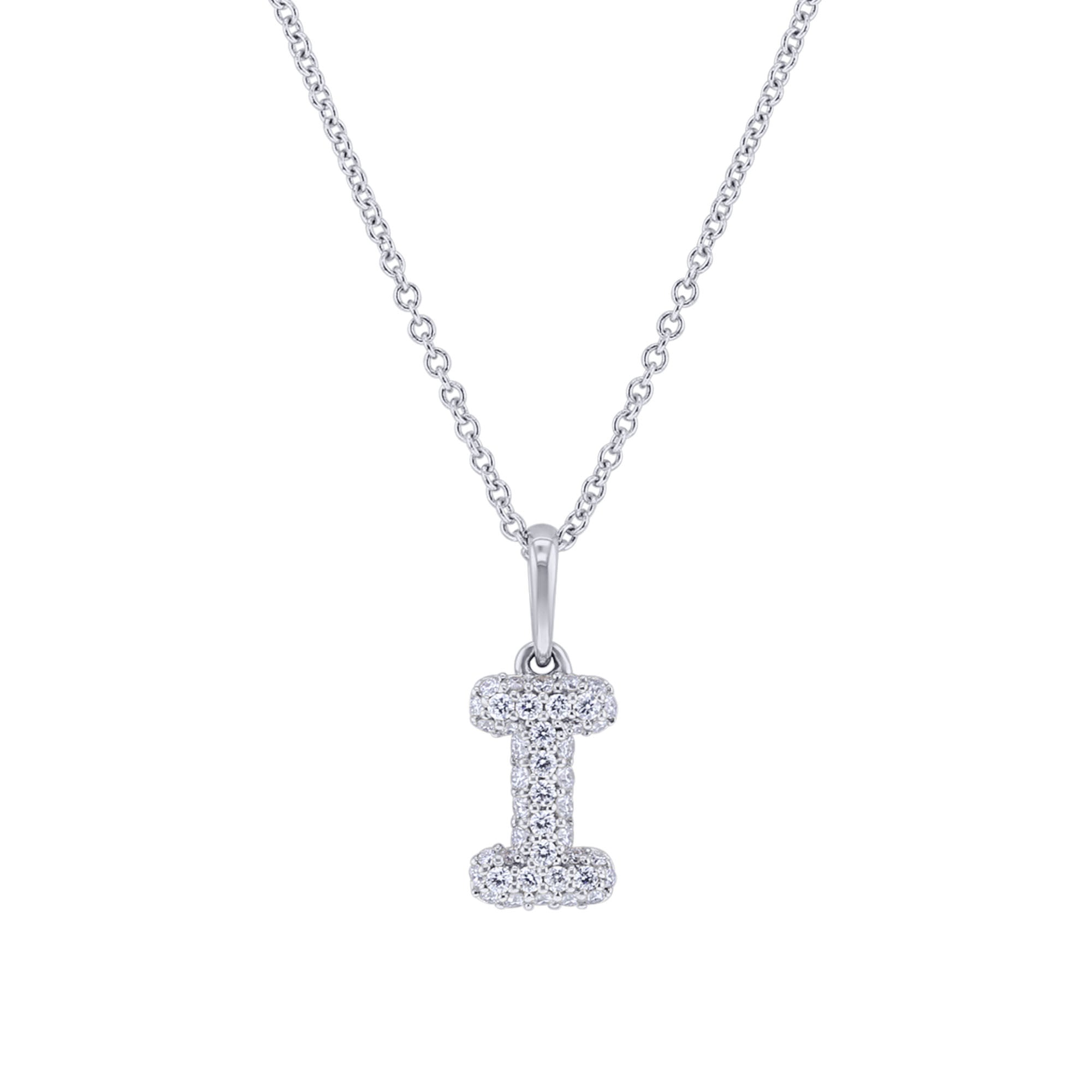 Gold Bubble Initial Diamond Necklace