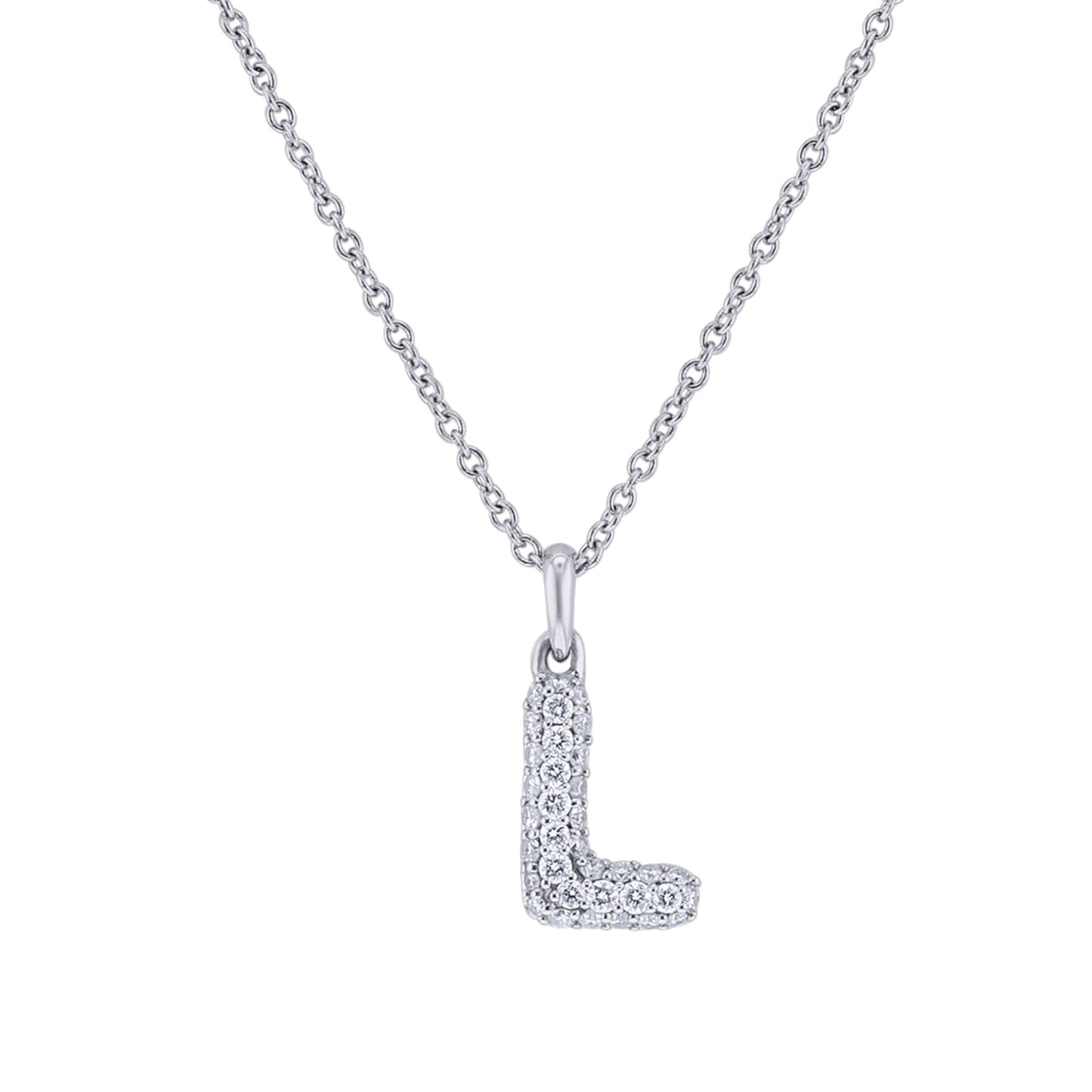 Gold Bubble Initial Diamond Necklace