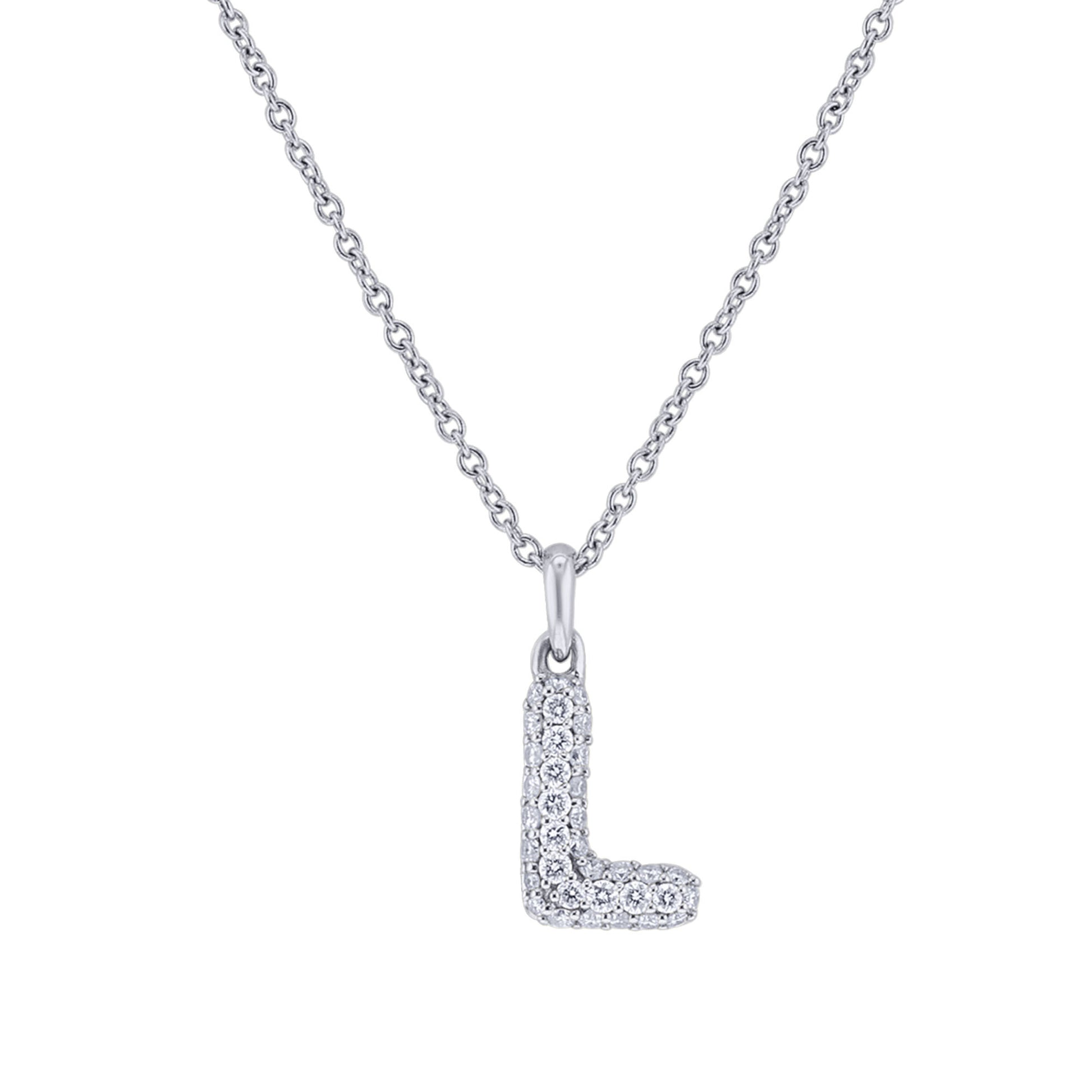 Gold Bubble Initial Diamond Necklace
