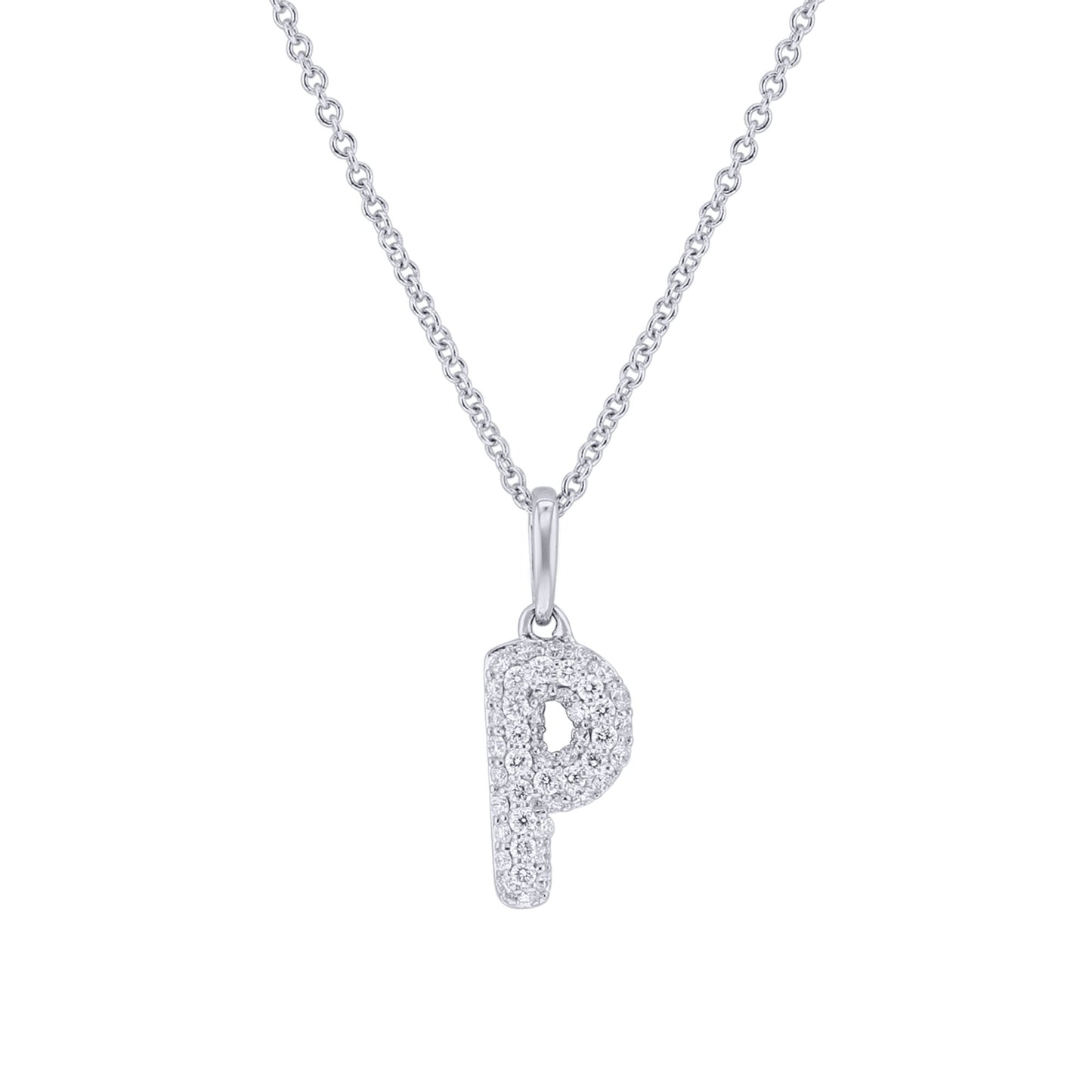 Gold Bubble Initial Diamond Necklace