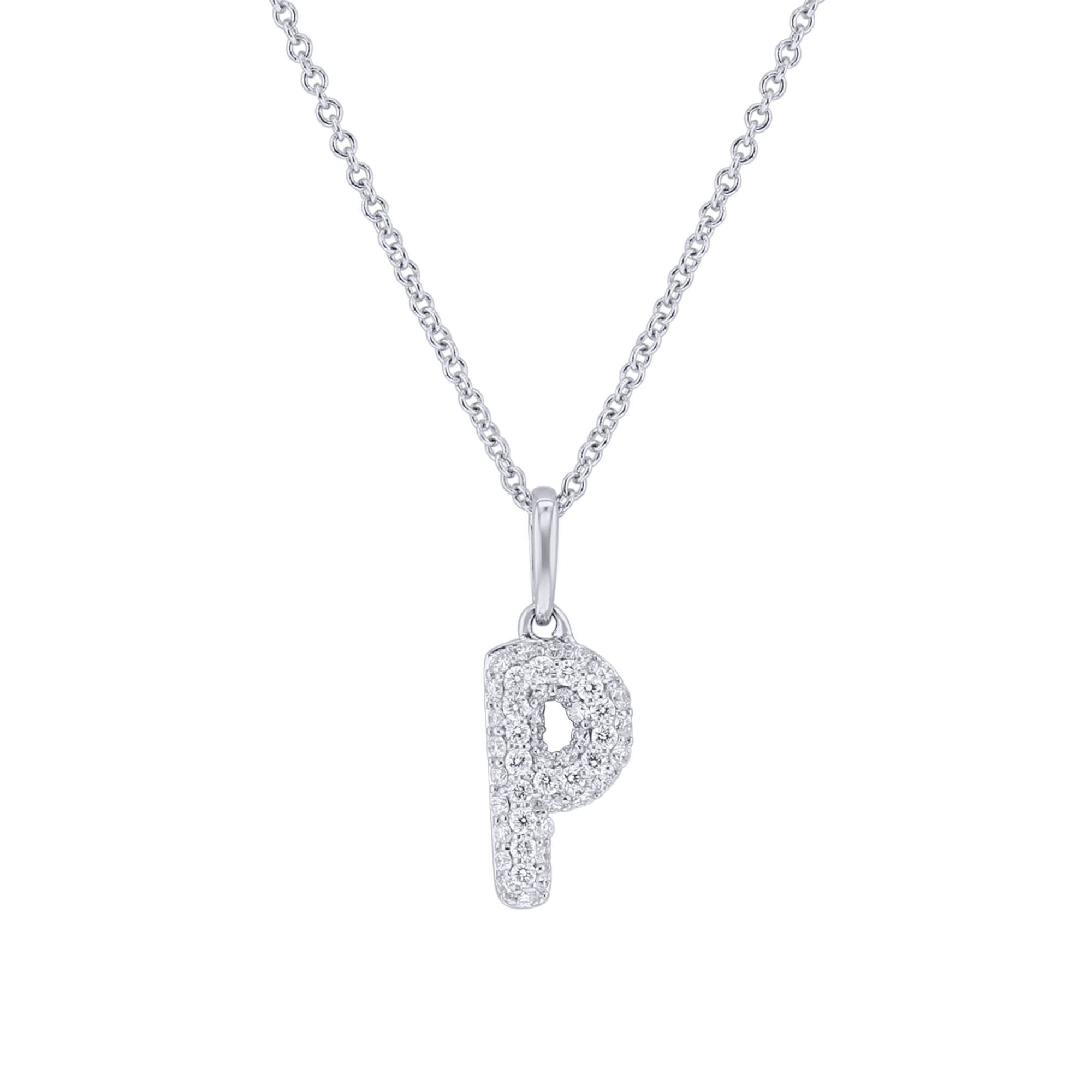 Gold Bubble Initial Diamond Necklace
