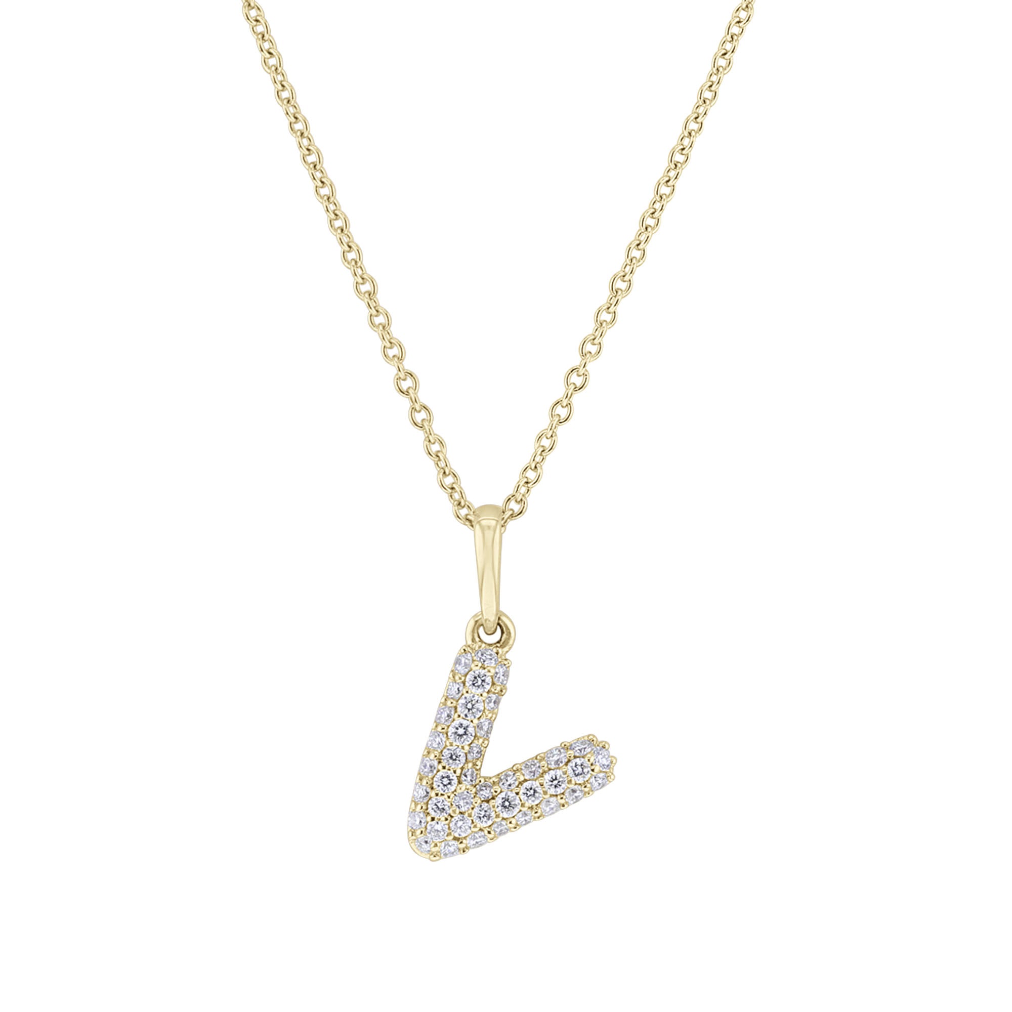 Gold Bubble Initial Diamond Necklace