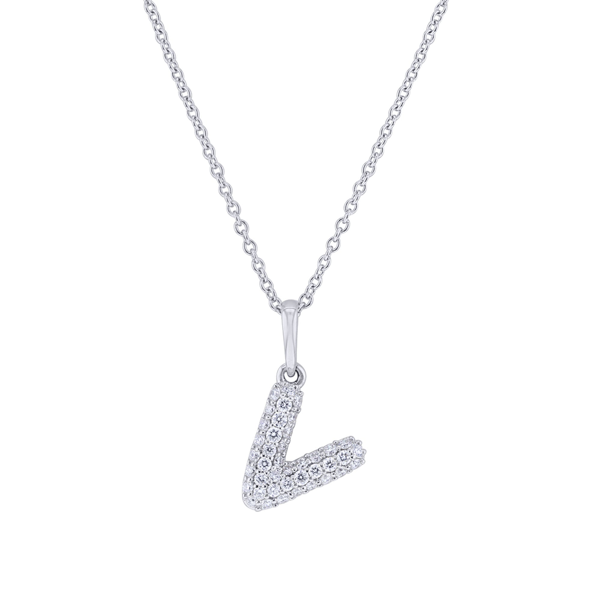 Gold Bubble Initial Diamond Necklace