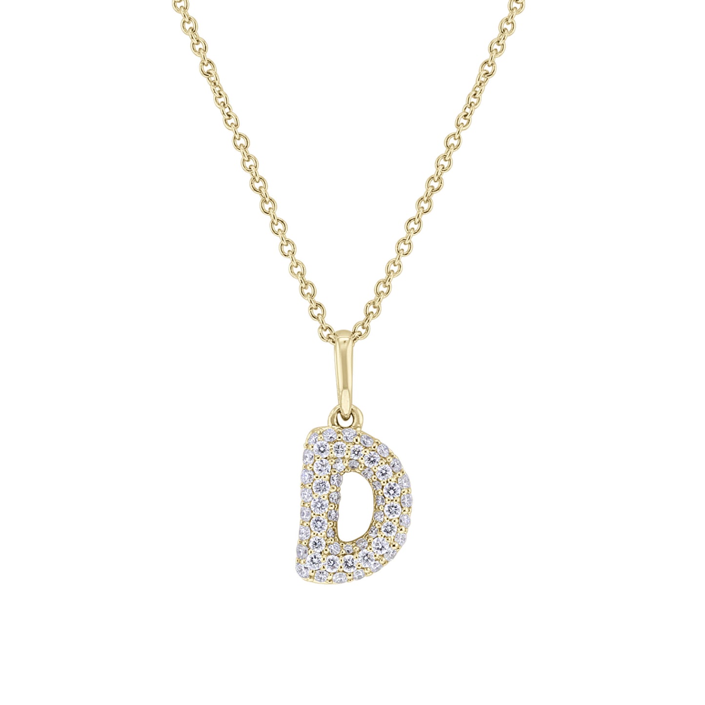 Gold Bubble Initial Diamond Necklace