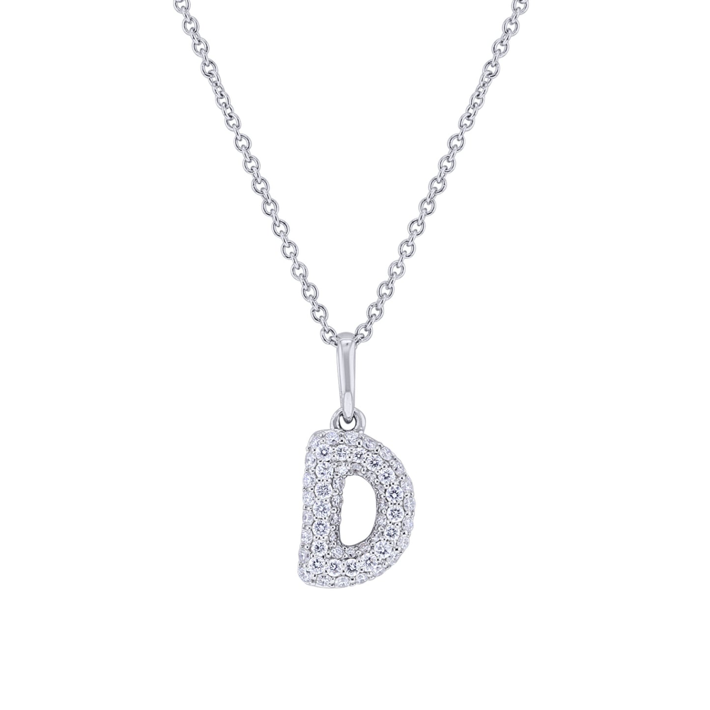 Gold Bubble Initial Diamond Necklace