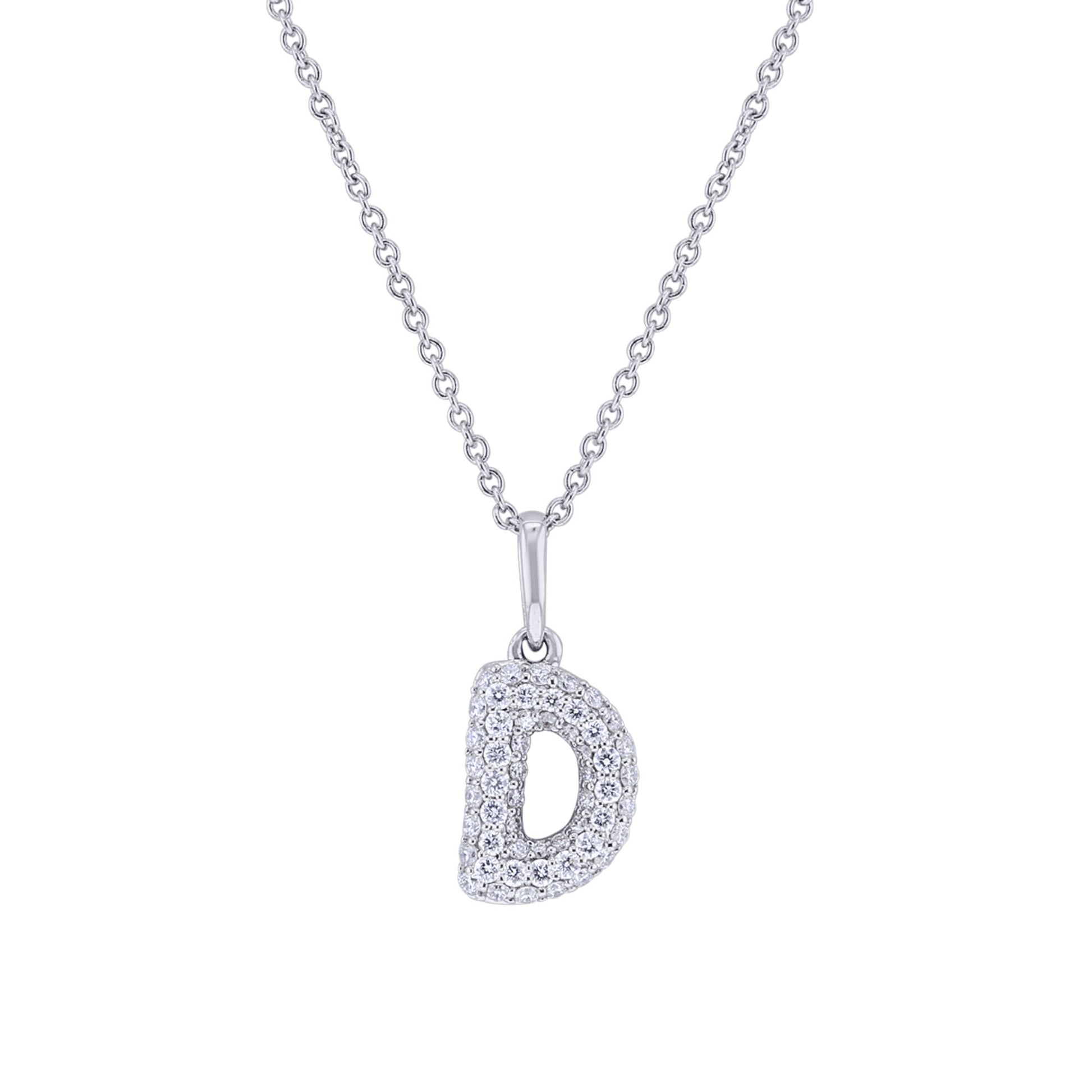 Gold Bubble Initial Diamond Necklace