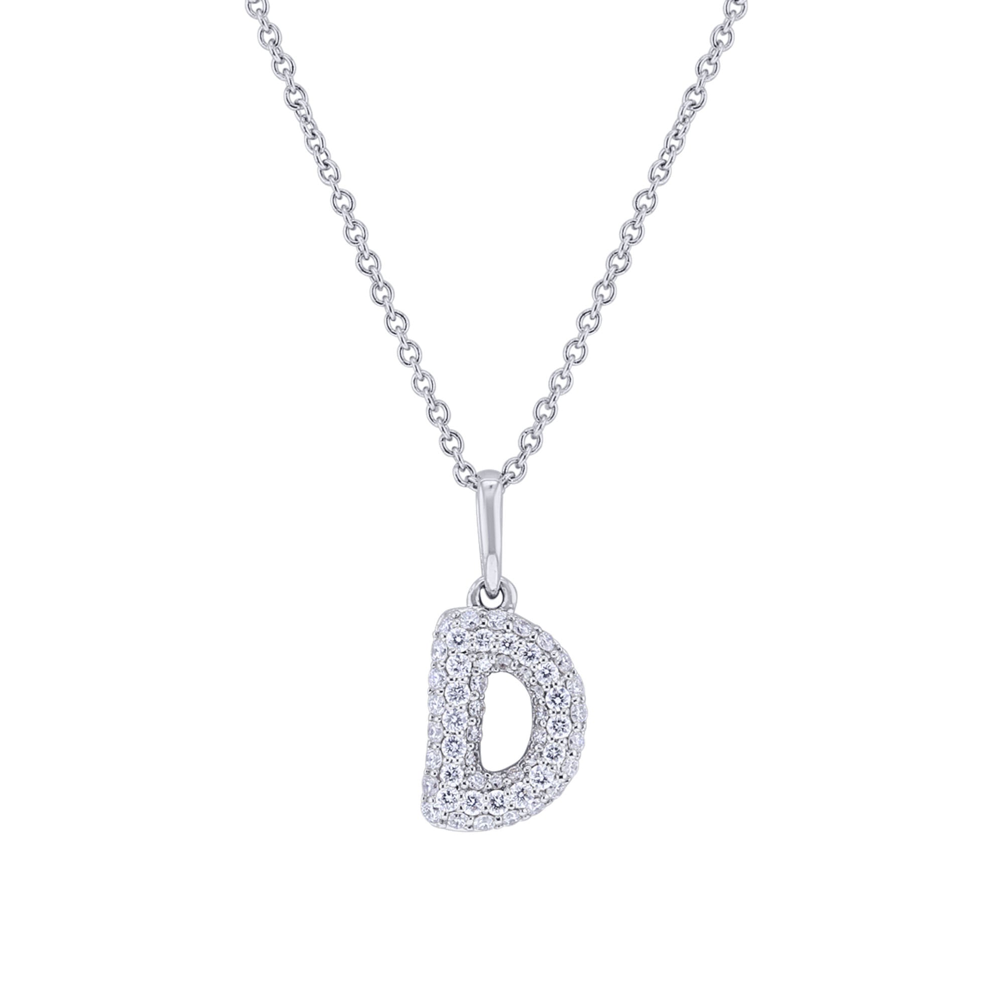 Gold Bubble Initial Diamond Necklace