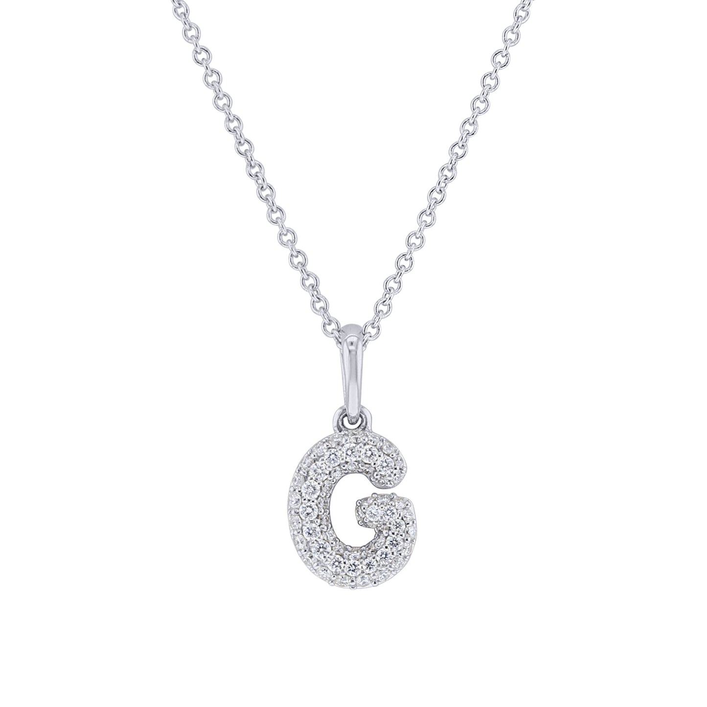 Gold Bubble Initial Diamond Necklace