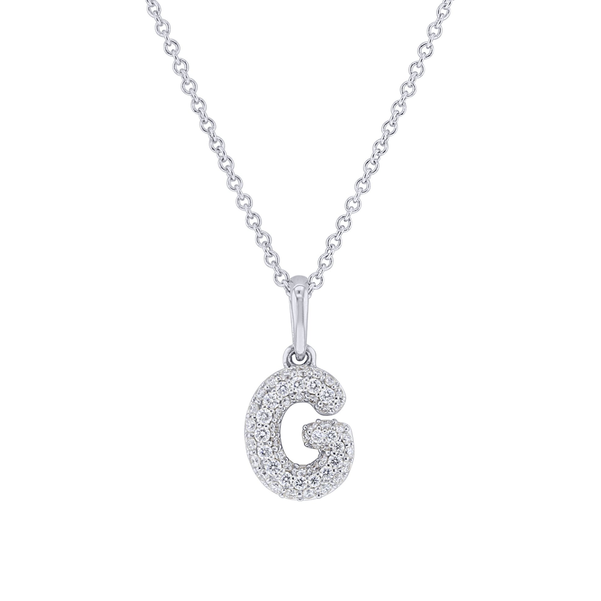 Gold Bubble Initial Diamond Necklace